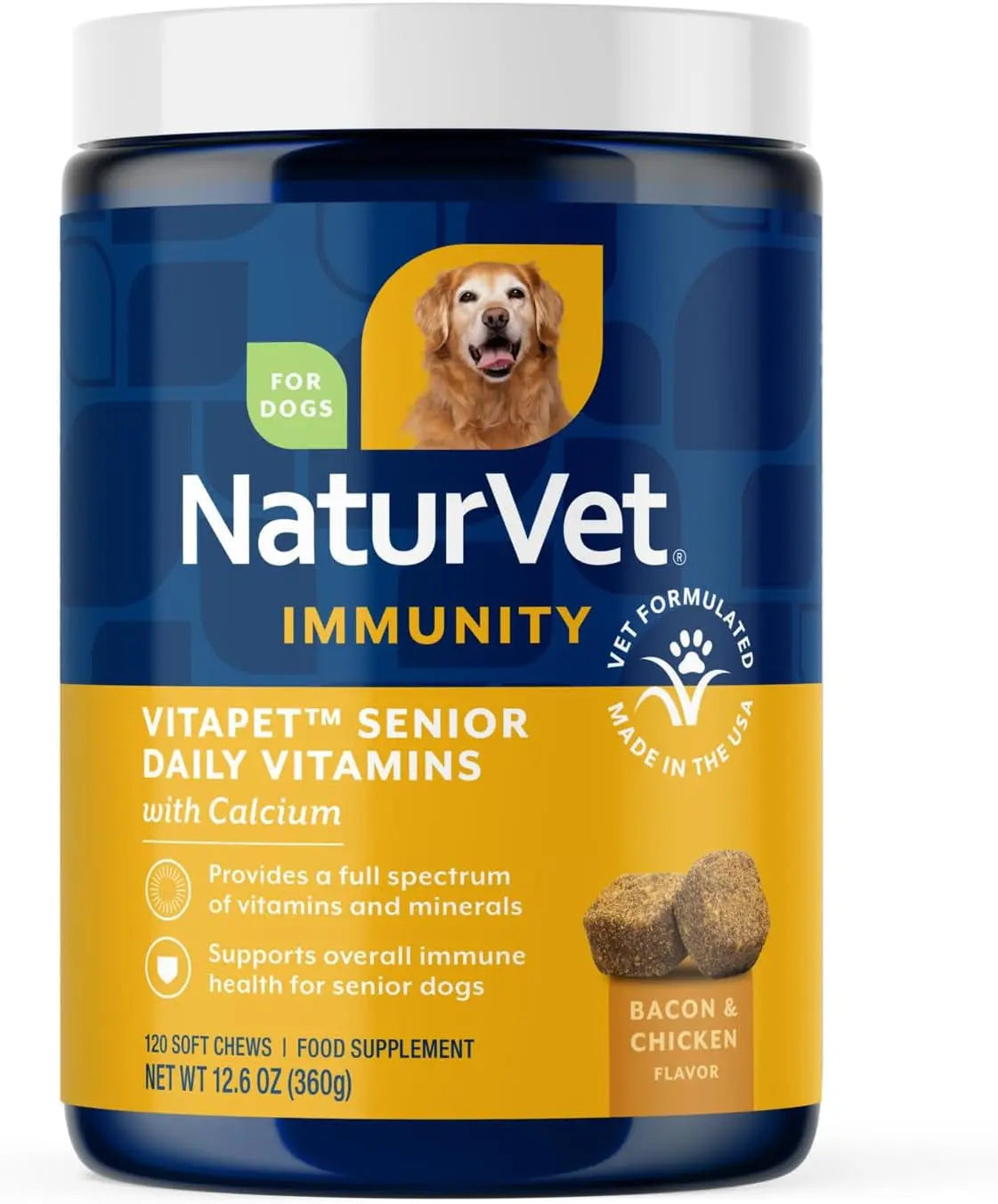 Senior Dog Multivitamin Glucosamine Joint Support NaturVet Soft Chews 120ct 120 Soft Chews