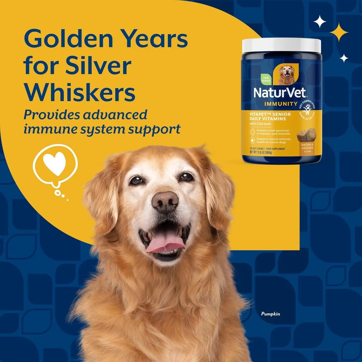 Senior Dog Multivitamin Glucosamine Joint Support NaturVet Soft Chews 120ct