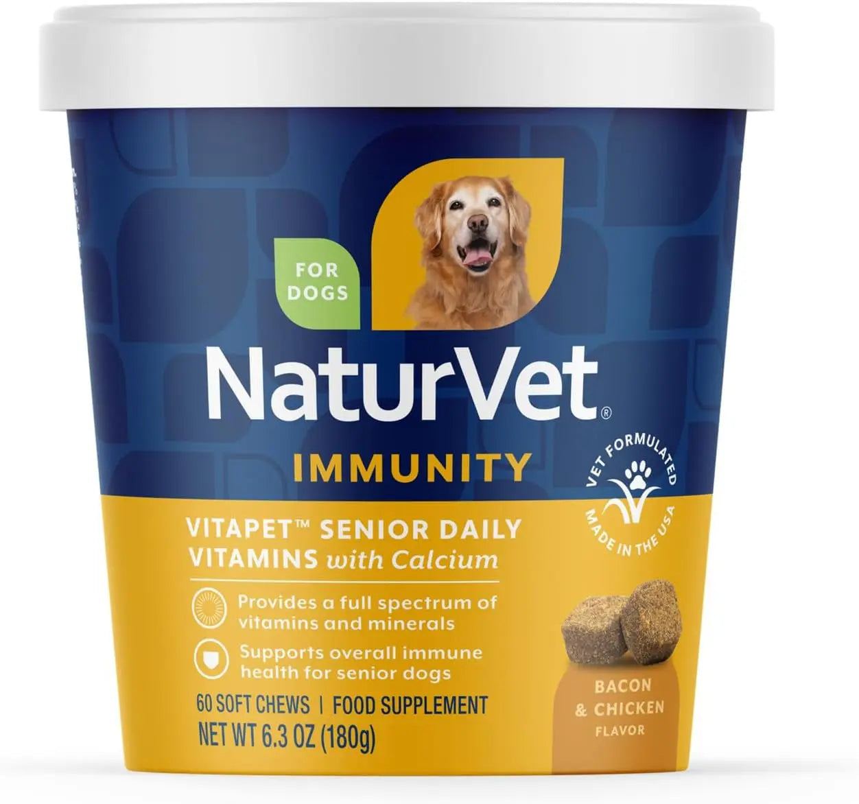 Senior Dog Multivitamin Glucosamine Joint Support NaturVet Soft Chews 120ct 60 Soft Chews