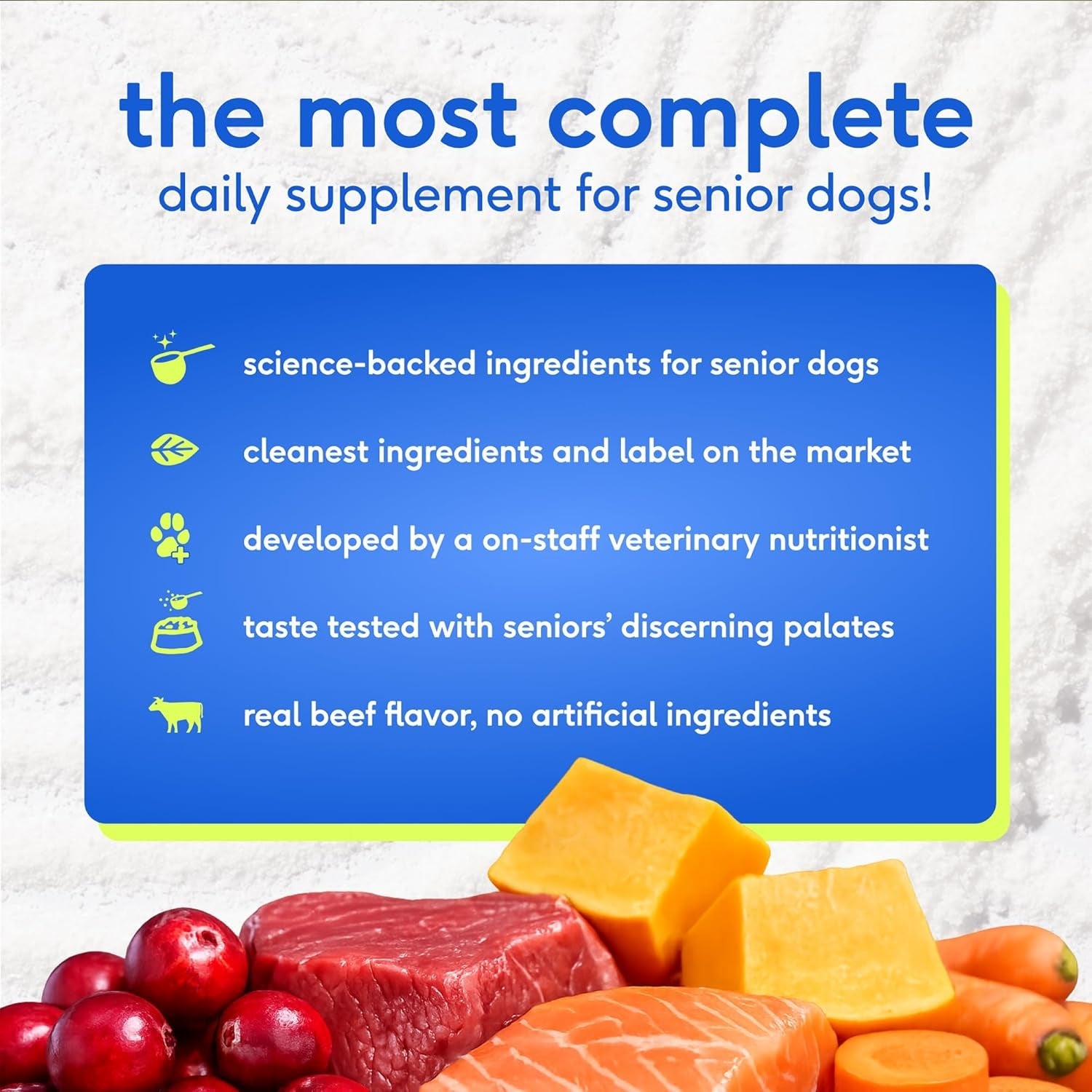 Senior Dog Multivitamin Powder 12-in-1 Joint Brain Digestion Immune 30 Scoops
