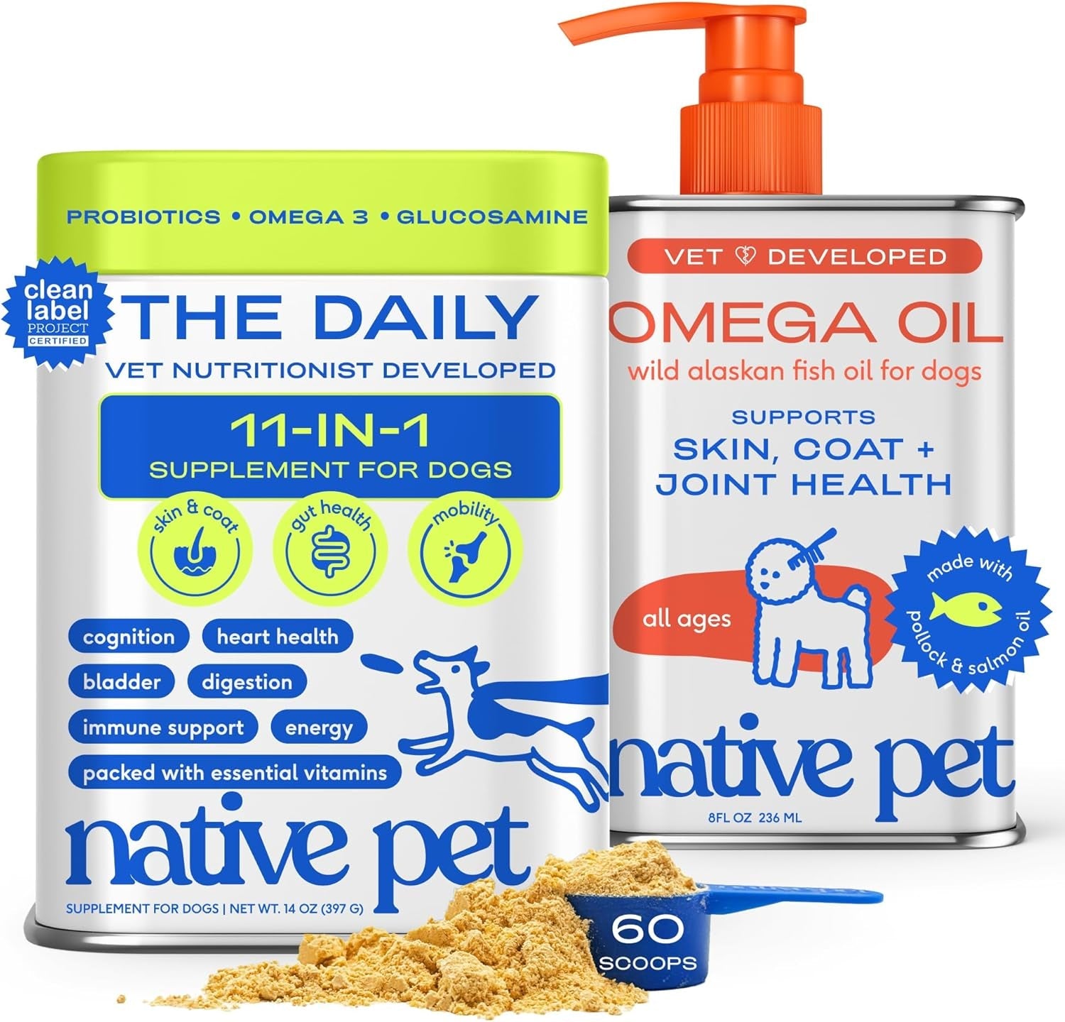 Senior Dog Multivitamin Powder 12-in-1 Joint Brain Digestion Immune 30 Scoops