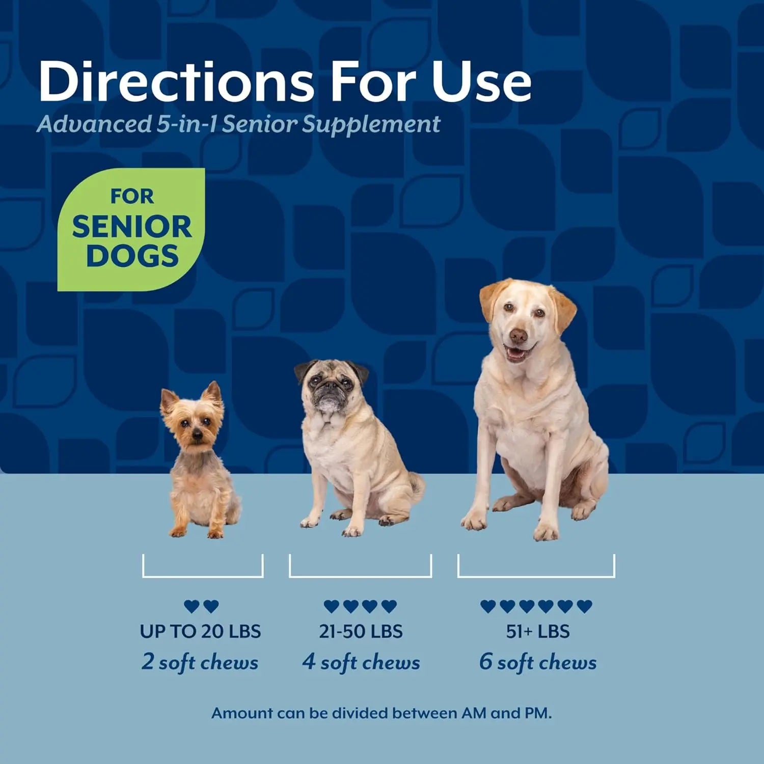 Senior Dog Supplement 5-in-1 Immune Heart Liver Support Soft Chews 120ct