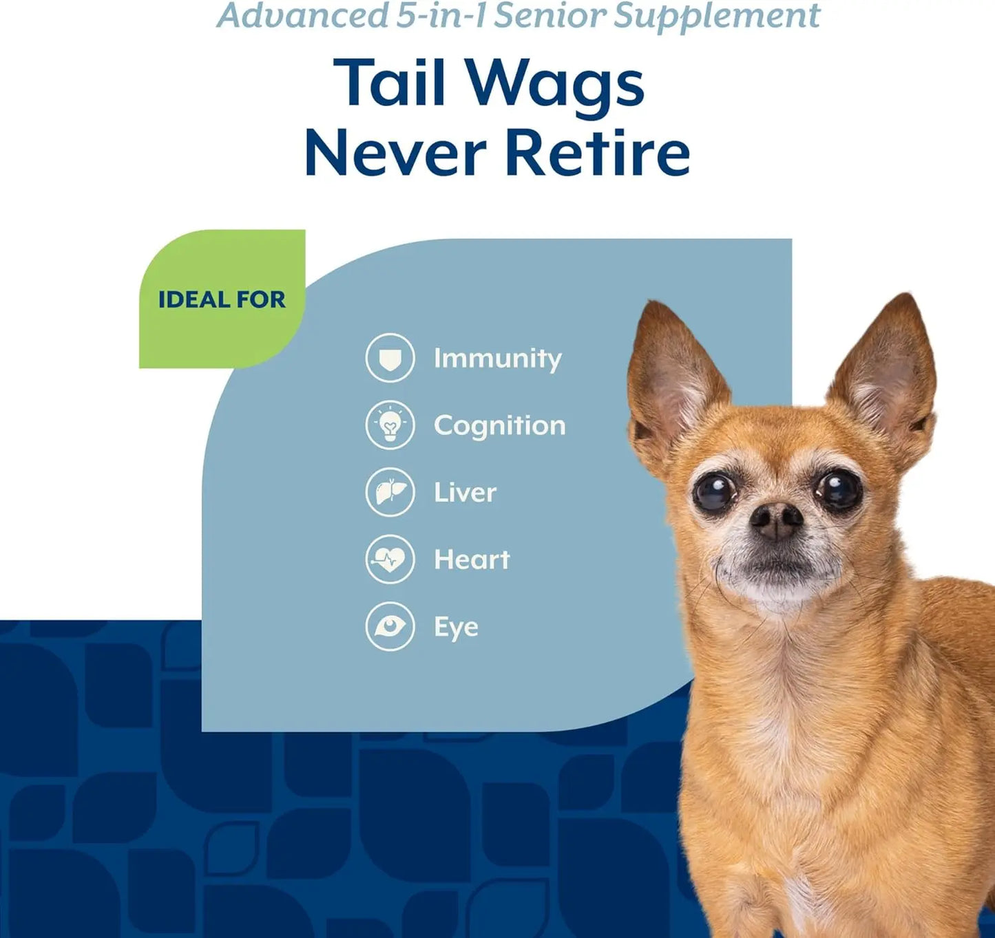 Senior Dog Supplement 5-in-1 Immune Heart Liver Support Soft Chews 120ct
