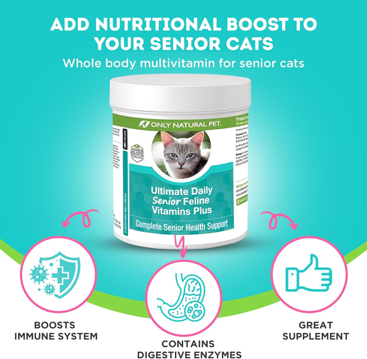 Senior Cat Multivitamin Taurine Lysine Powder Immune Joint Support 3.2oz