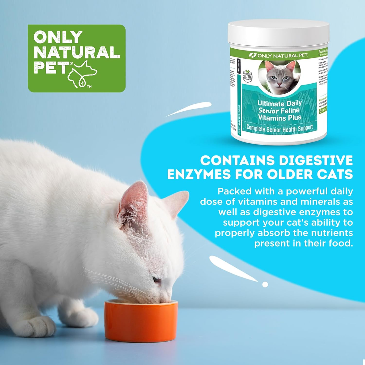 Senior Cat Multivitamin Taurine Lysine Powder Immune Joint Support 3.2oz