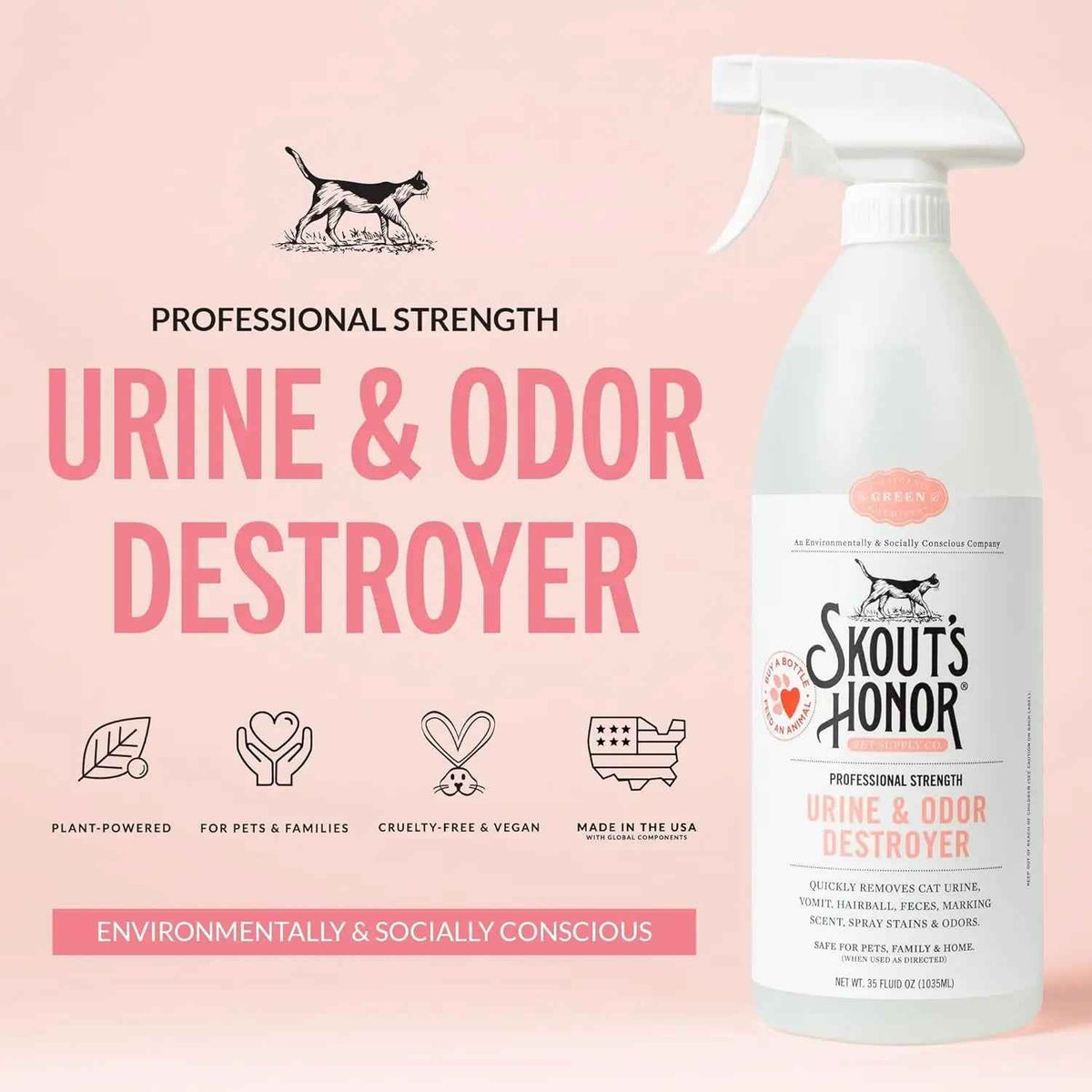 Skout's Honor Cat Urine & Odor Destroyer 35oz Carpet Cleaner Pro Strength