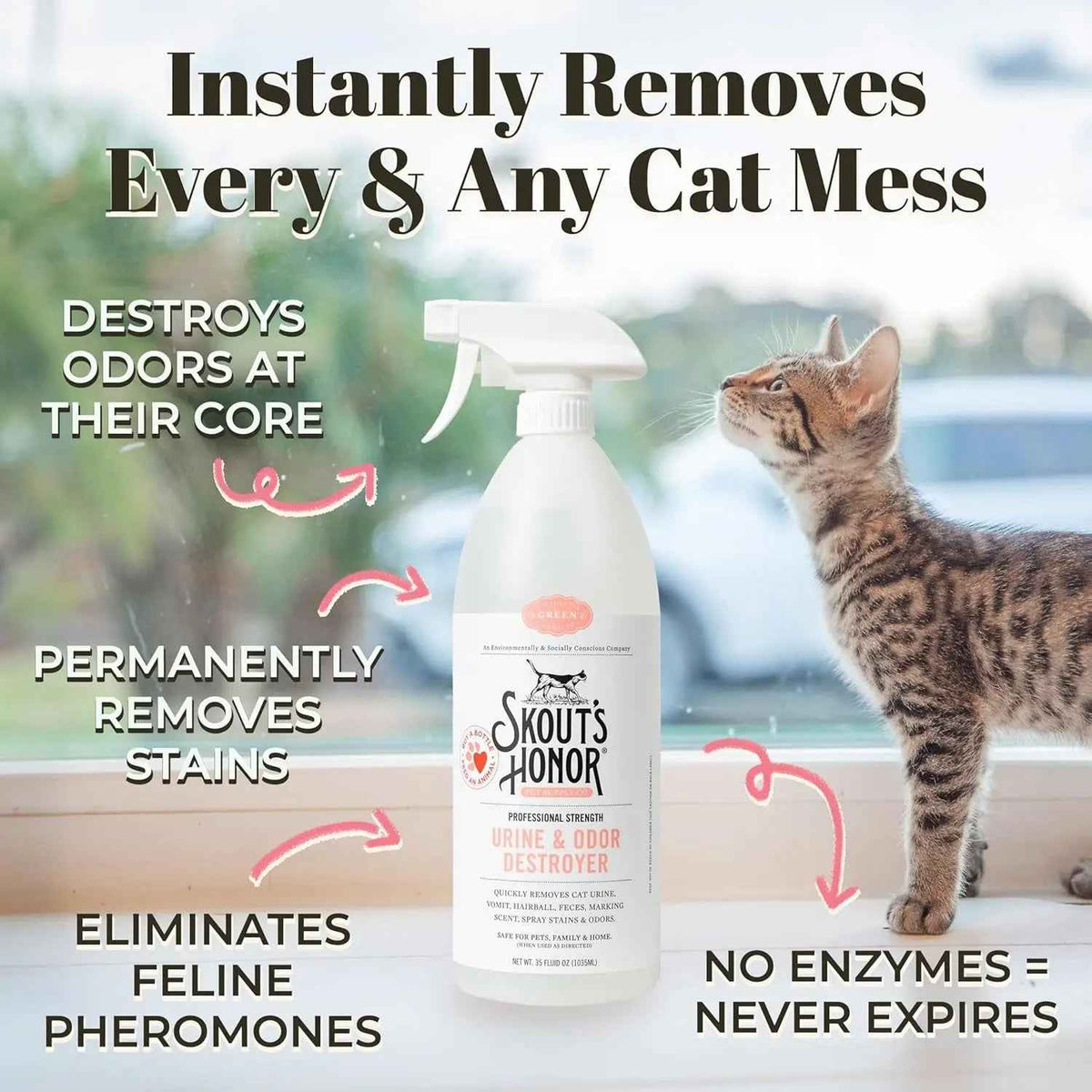 Skout's Honor Cat Urine & Odor Destroyer 35oz Carpet Cleaner Pro Strength