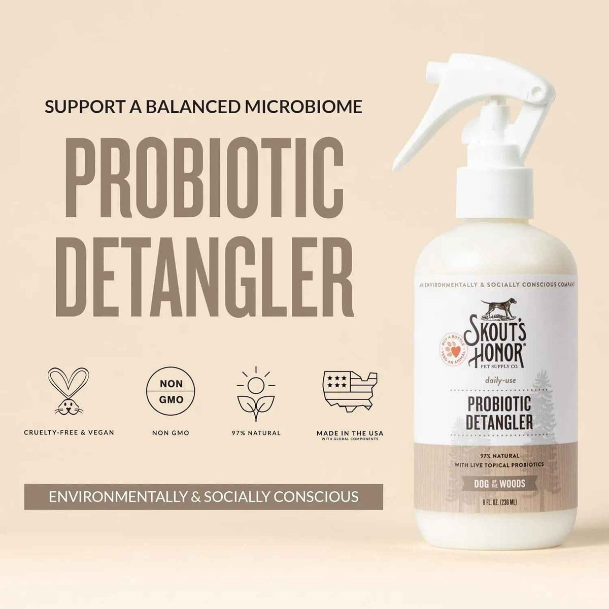 Skout’s Honor Probiotic Pet Detangler Spray – Hydrating & Conditioning