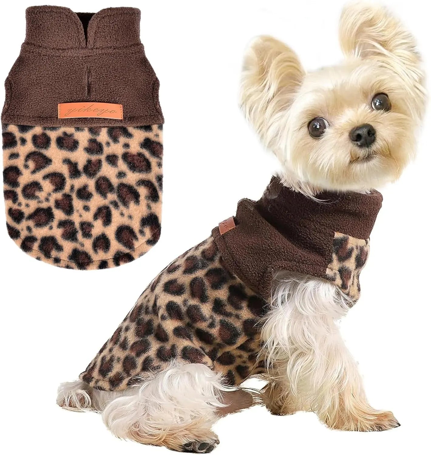 Small Dog Fleece Sweater Leopard Warm Puppy Pullover XS–L (7 color options) Leopard