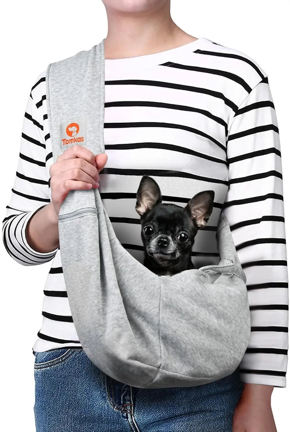 Small Dog Sling Carrier Breathable Wrap Pet Pouch Dogs Cats 3–10 lbs -all colors Grey S - Zipper Pocket Adjustable Strap