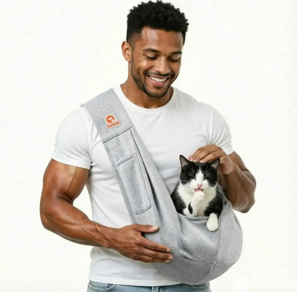 Small Dog Sling Carrier Breathable Wrap Pet Pouch Dogs Cats 3–10 lbs -all colors Grey S - Classic Pocket Classic Strap
