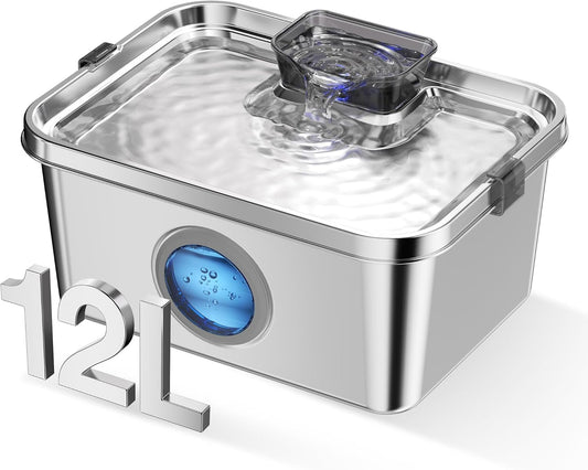 Stainless Steel 3 Gallon Pet Water Fountain Ultra Quiet Smart Pump Multi Pet 3 Gal Pet Fountain