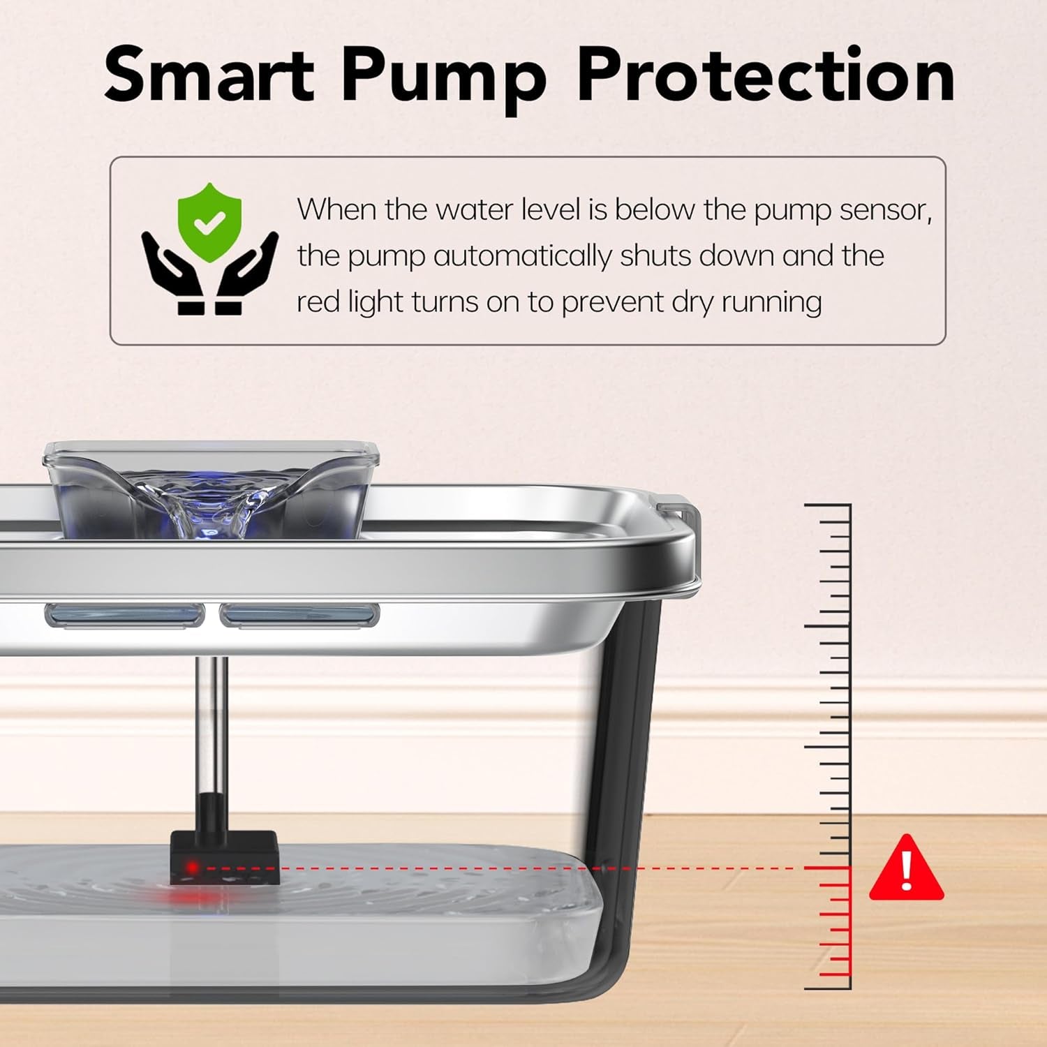 Stainless Steel 3 Gallon Pet Water Fountain Ultra Quiet Smart Pump Multi Pet