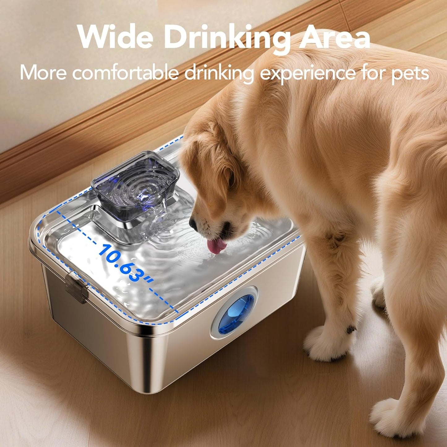 Stainless Steel 3 Gallon Pet Water Fountain Ultra Quiet Smart Pump Multi Pet