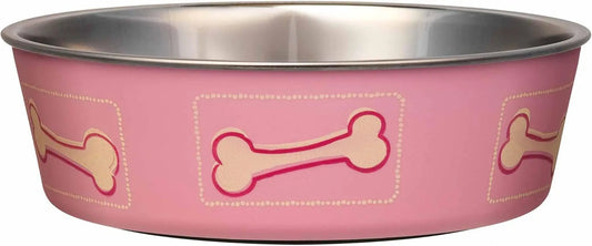Stainless Steel Dog & Cat Bowl | Spill-Resistant Feeding Bowl (various colors) Coastal Pink