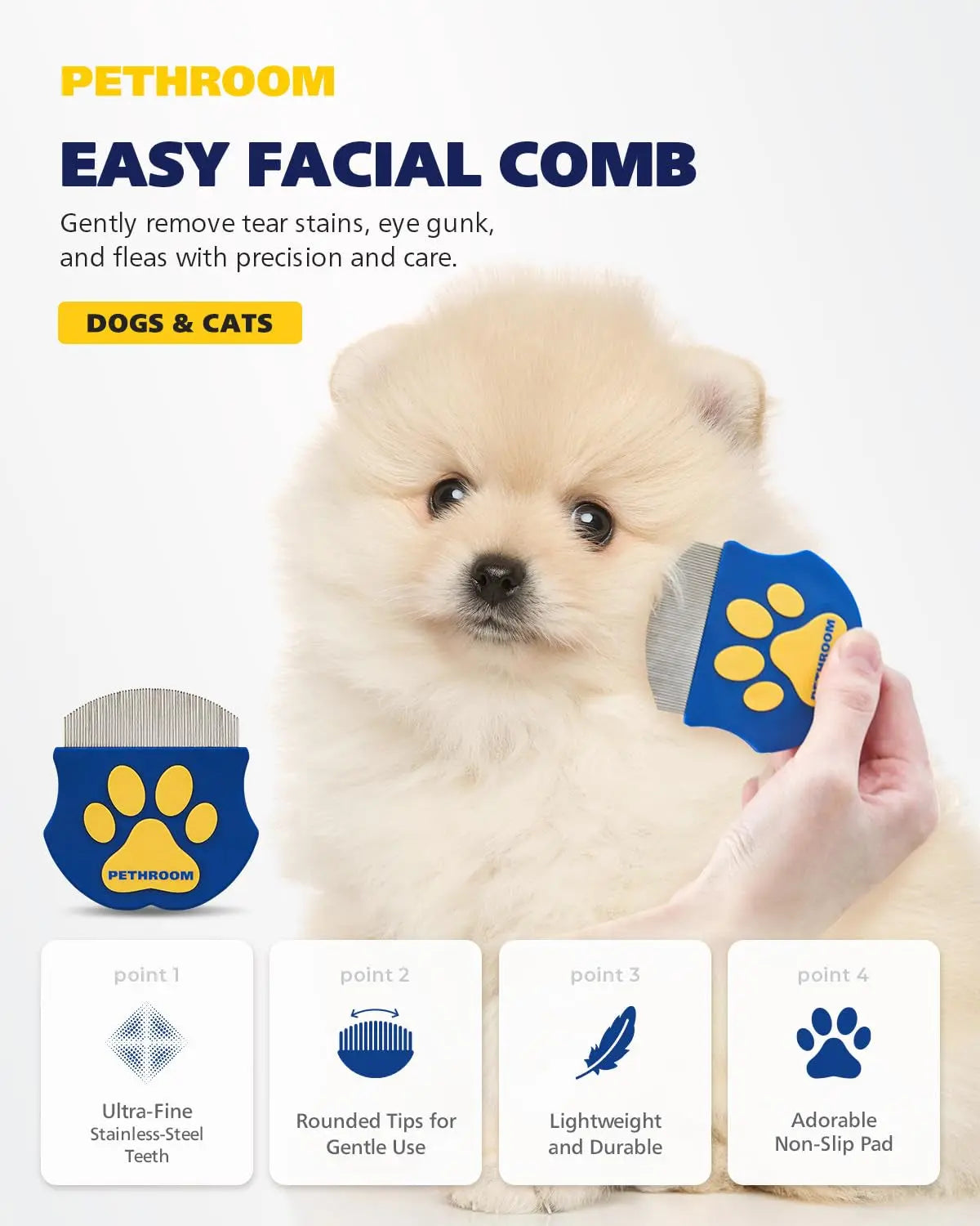 Stainless Steel Pet Eye Comb Tear Stain Remover for Dogs Cats