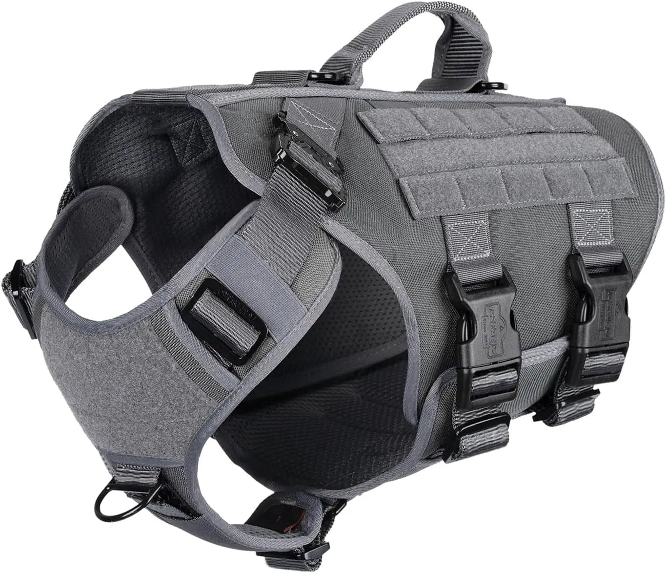 Tactical Dog Harness 6 Buckle No Pull MOLLE Vest Adjustable 3/4 Coverage Wolf Gray