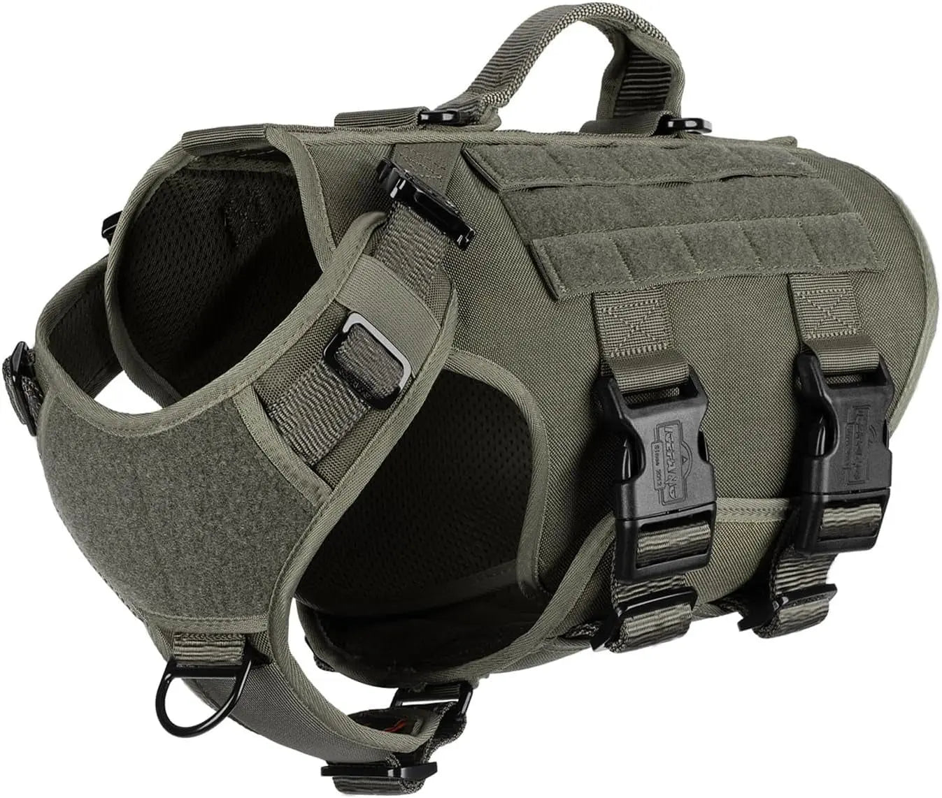 Tactical Dog Harness 6 Buckle No Pull MOLLE Vest Adjustable 3/4 Coverage Ranger Green Medium (Pack Of 1)