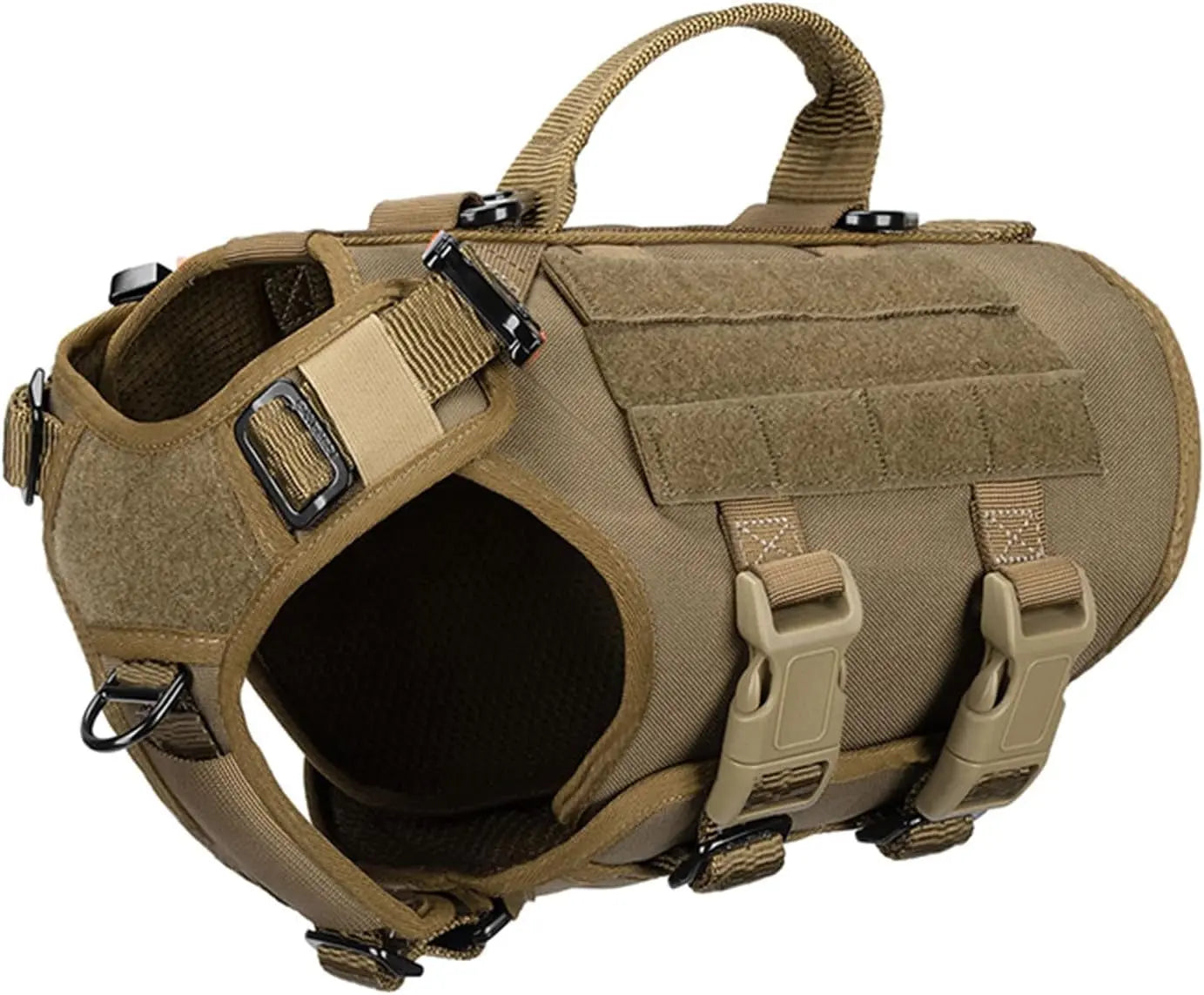 Tactical Dog Harness 6 Buckle No Pull MOLLE Vest Adjustable 3/4 Coverage Coyote Brown Small (Pack Of 1)