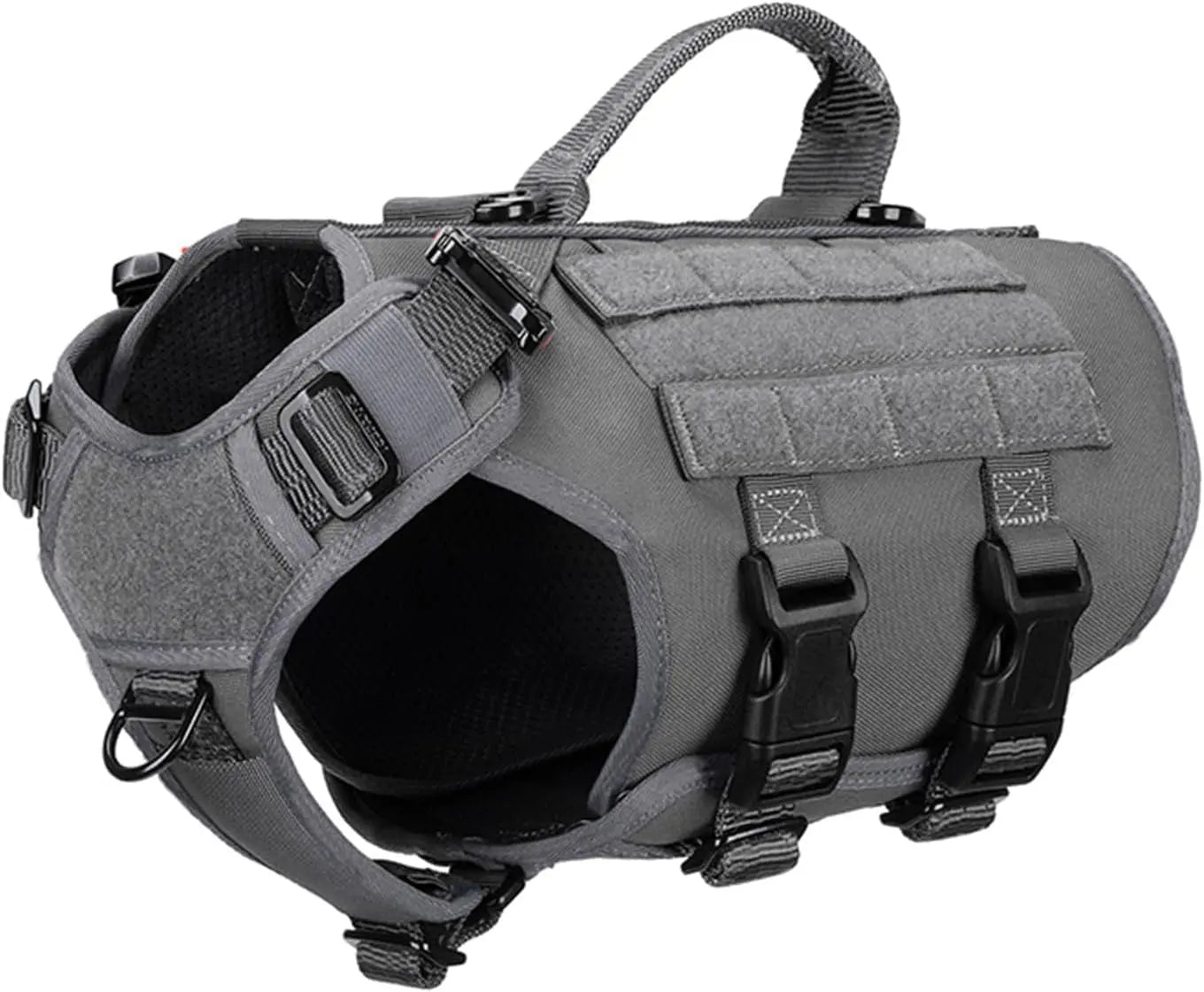 Tactical Dog Harness 6 Buckle No Pull MOLLE Vest Adjustable 3/4 Coverage Wolf Gray Small (Pack Of 1)