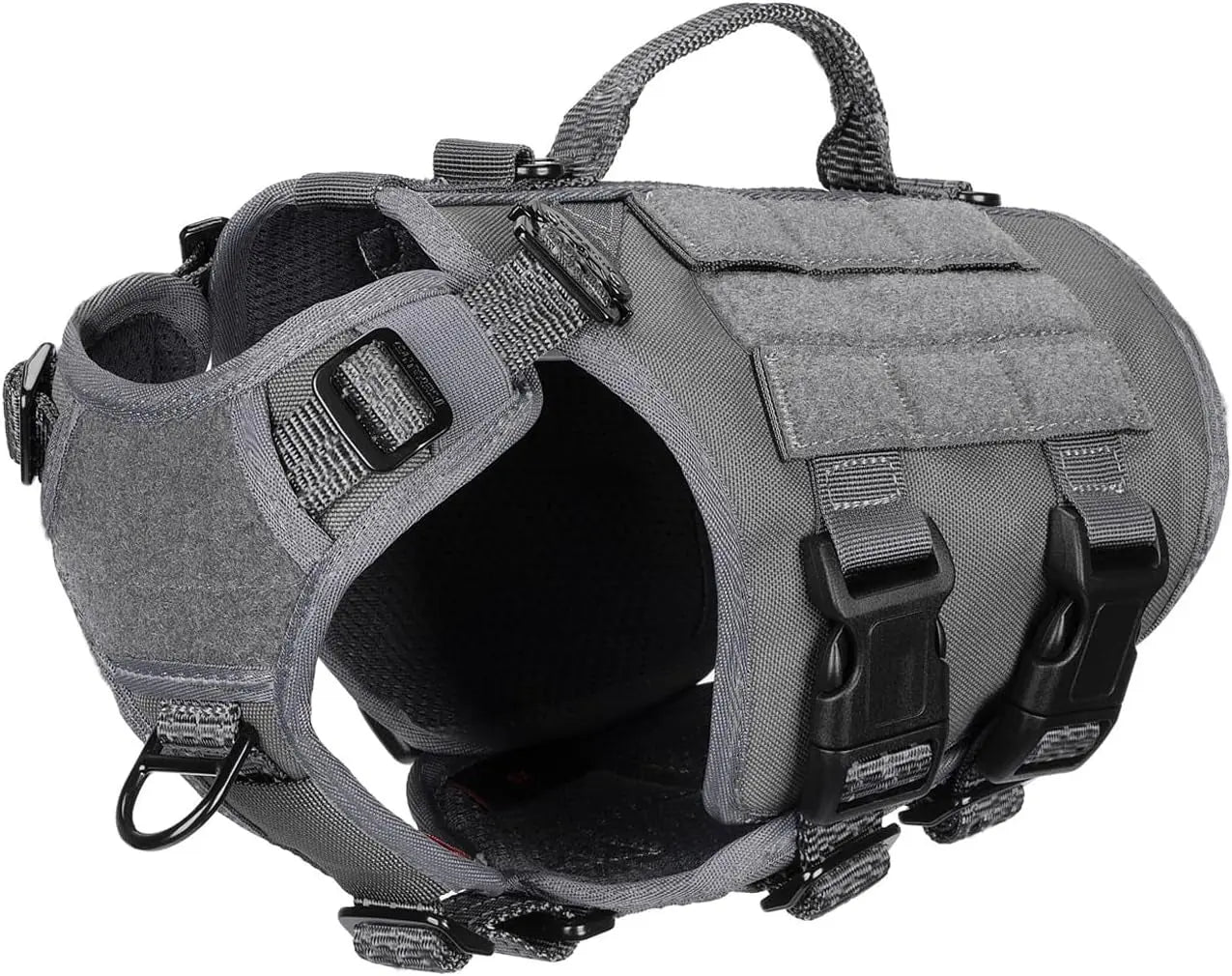 Tactical Dog Harness 6 Buckle No Pull MOLLE Vest Adjustable 3/4 Coverage Wolf Gray Xs (Pack Of 1)