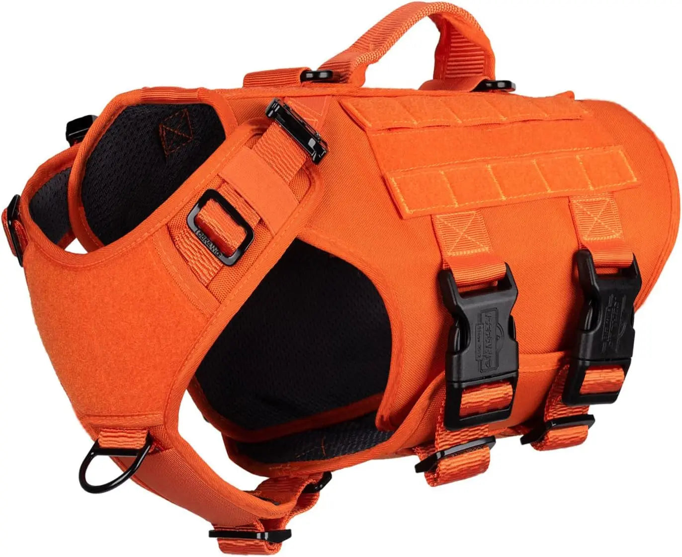 Tactical Dog Harness 6 Buckle No Pull MOLLE Vest Adjustable 3/4 Coverage Safety Orange Medium (Pack Of 1)