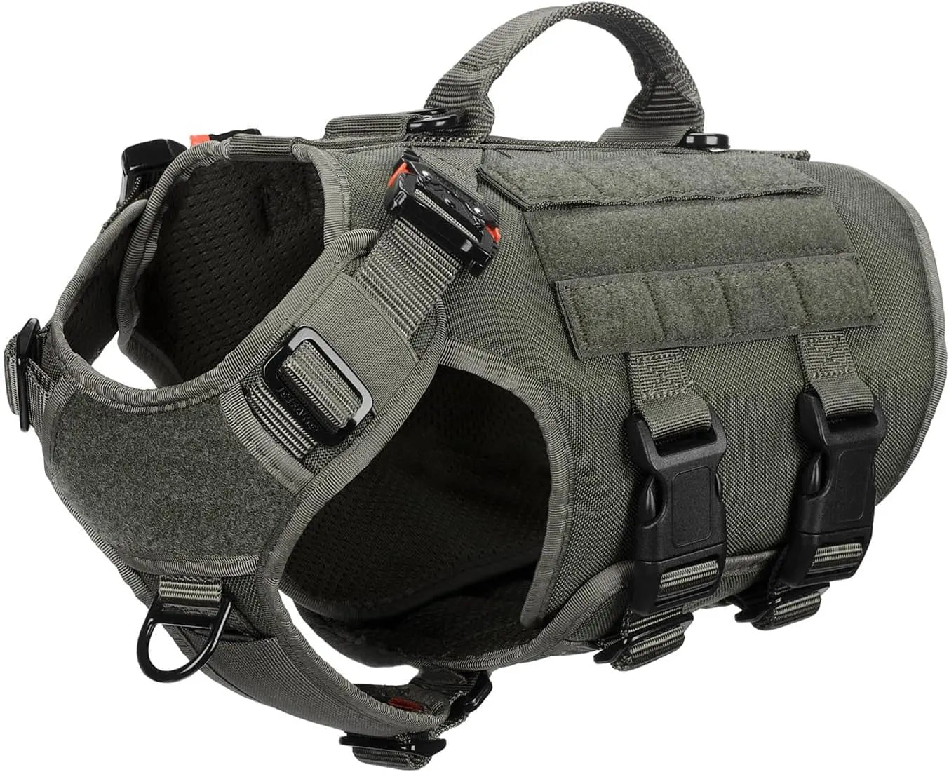 Tactical Dog Harness 6 Buckle No Pull MOLLE Vest Adjustable 3/4 Coverage Ranger Green Small (Pack Of 1)