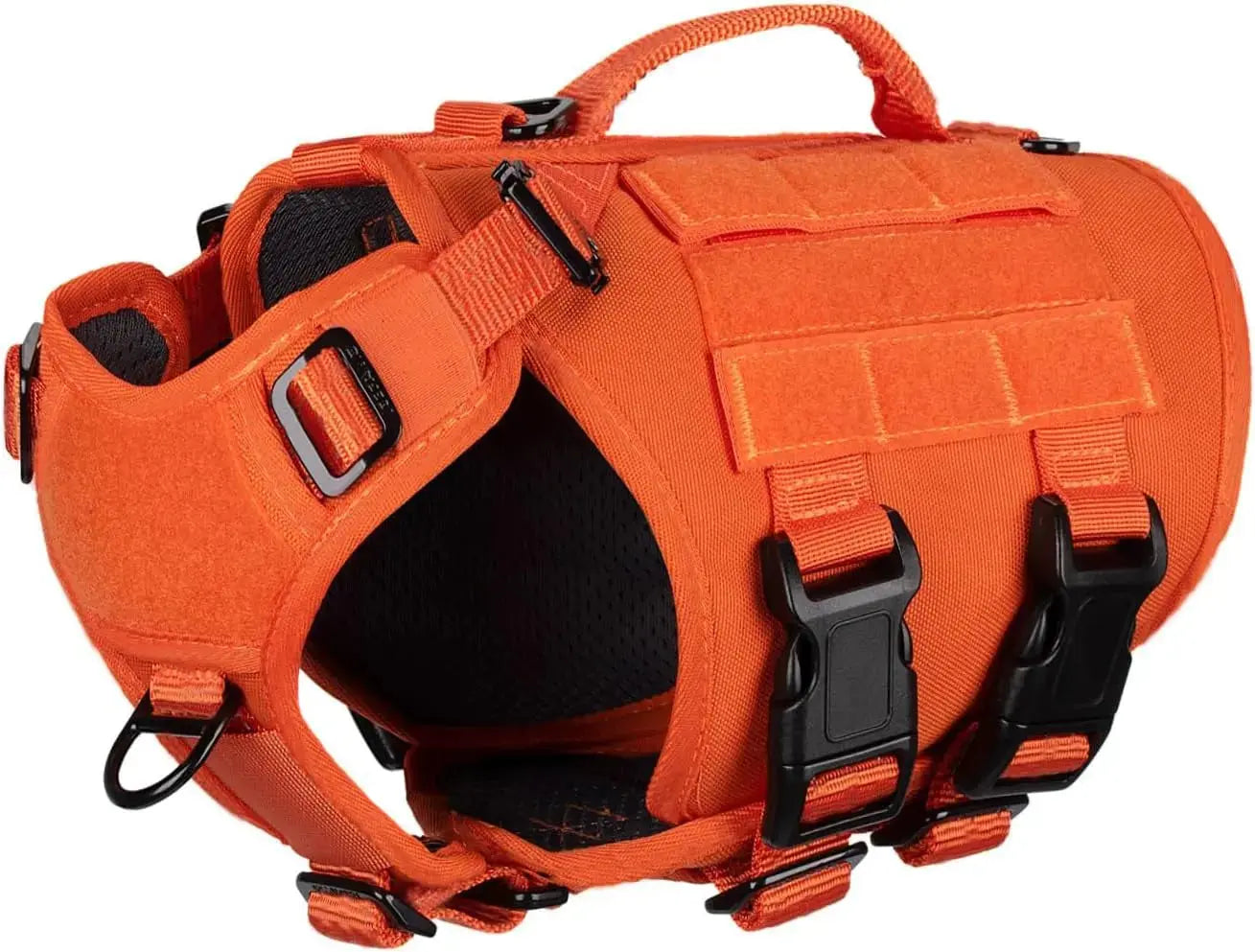 Tactical Dog Harness 6 Buckle No Pull MOLLE Vest Adjustable 3/4 Coverage Safety Orange Xs (Pack Of 1)