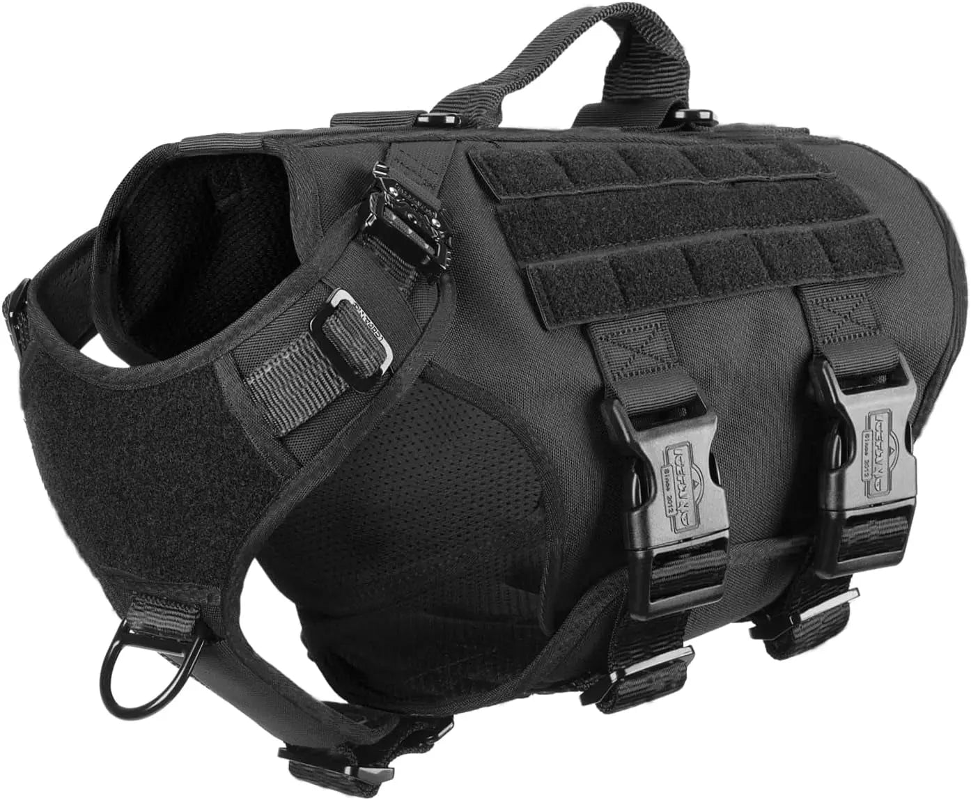 Tactical Dog Harness 6 Buckle No Pull MOLLE Vest Adjustable 3/4 Coverage Black Medium (Pack Of 1)