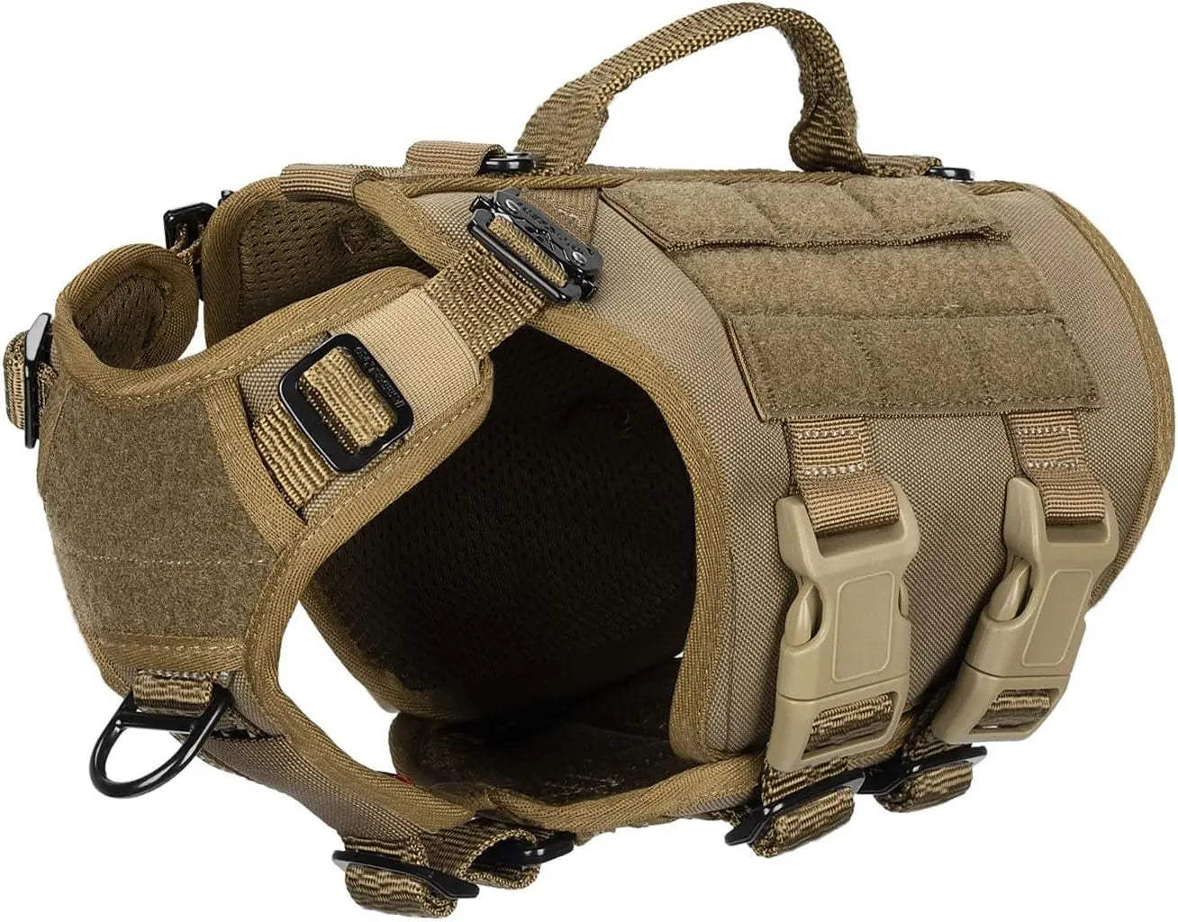 Tactical Dog Harness 6 Buckle No Pull MOLLE Vest Adjustable 3/4 Coverage Coyote Brown Xs (Pack Of 1)
