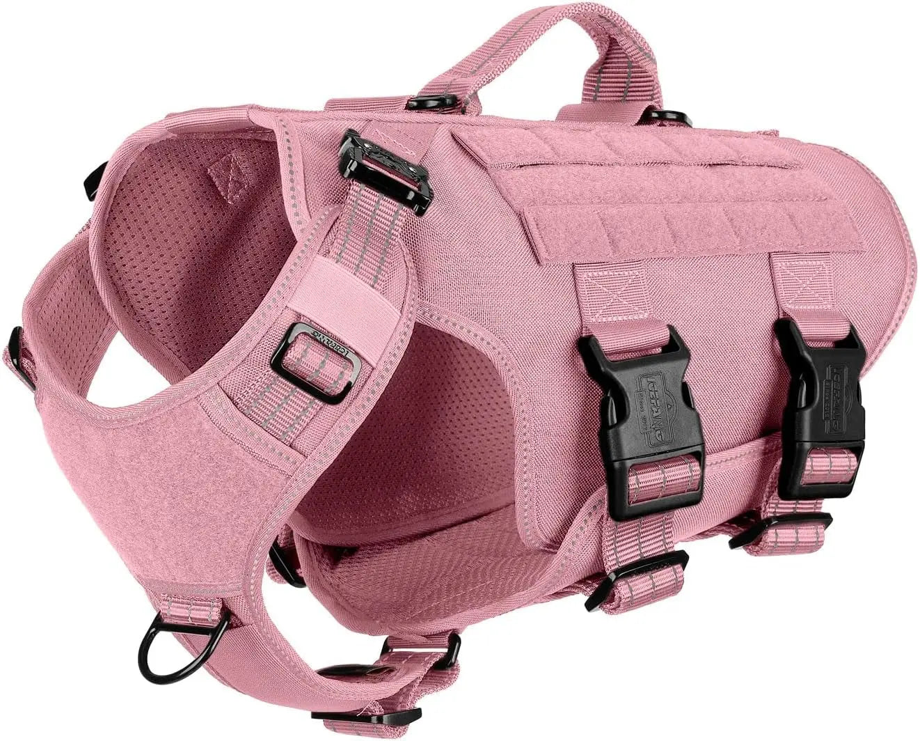 Tactical Dog Harness 6 Buckle No Pull MOLLE Vest Adjustable 3/4 Coverage Pink Medium (Pack Of 1)
