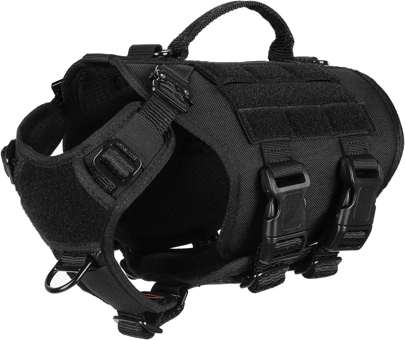 Tactical Dog Harness 6 Buckle No Pull MOLLE Vest Adjustable 3/4 Coverage Black Xs (Pack Of 1)
