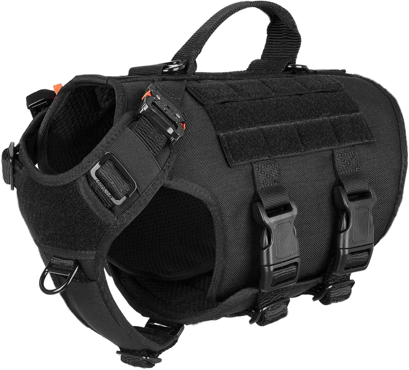 Tactical Dog Harness 6 Buckle No Pull MOLLE Vest Adjustable 3/4 Coverage Black Small (Pack Of 1)