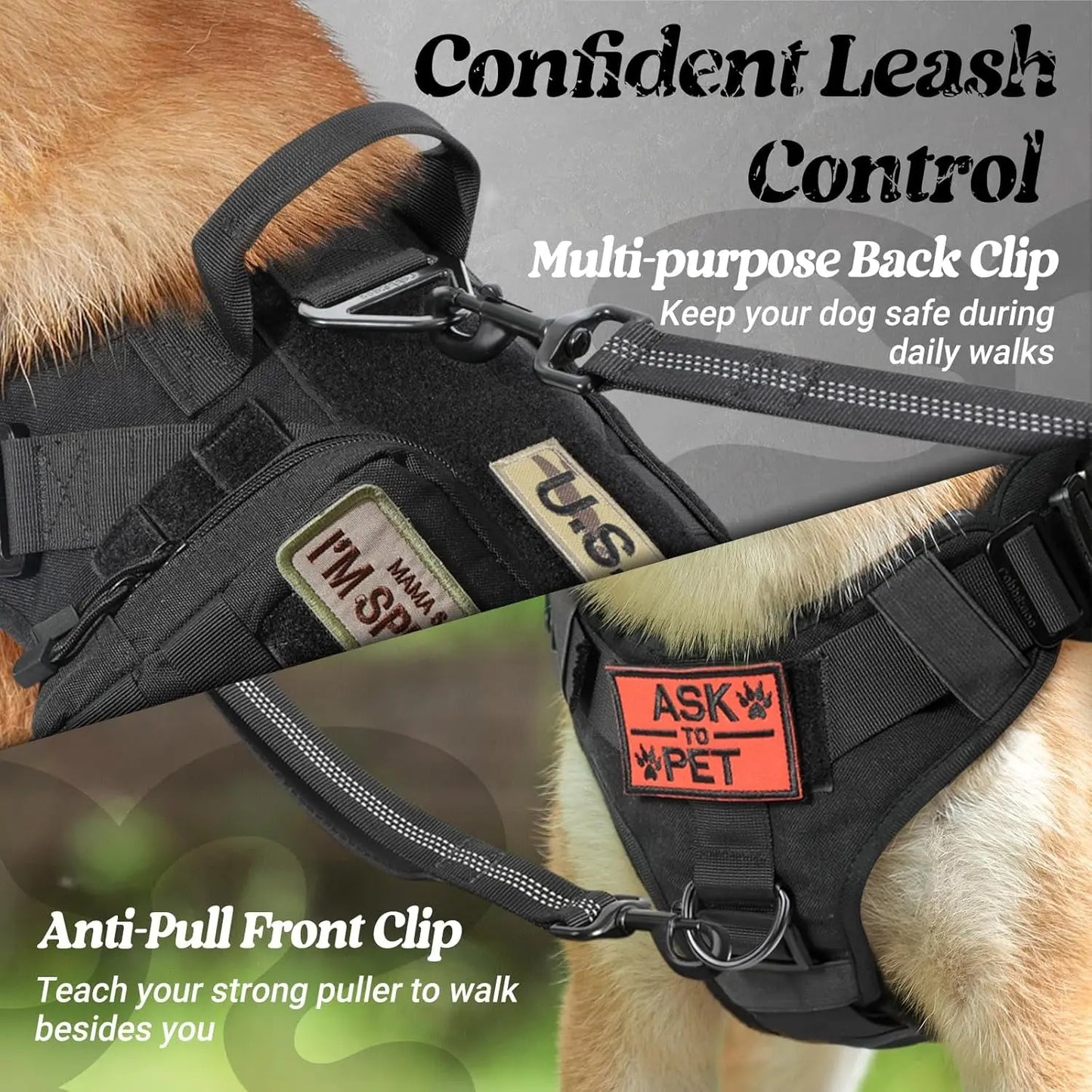 Tactical Dog Harness No Pull Heavy Duty Military Vest Large Adjustable