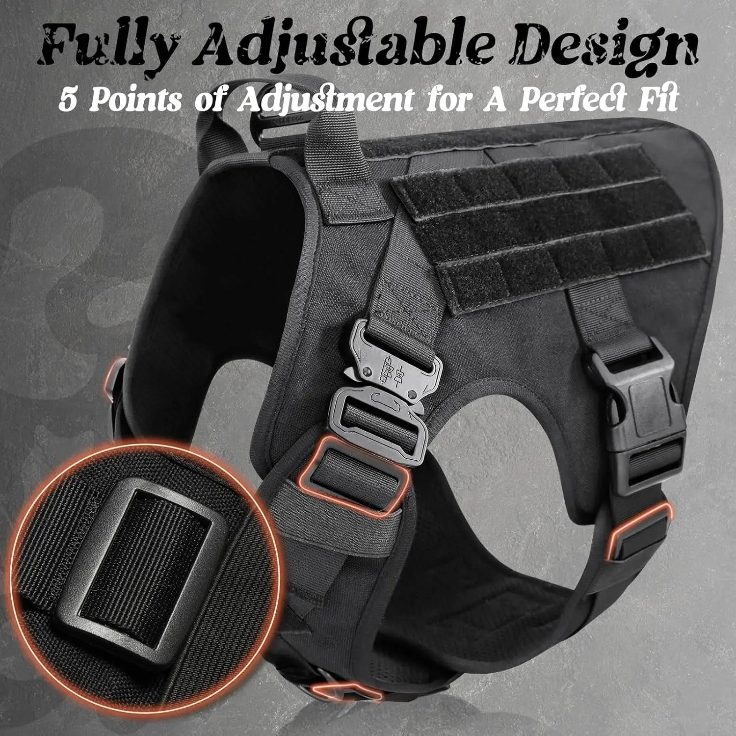 Tactical Dog Harness No Pull Heavy Duty Military Vest Large Adjustable
