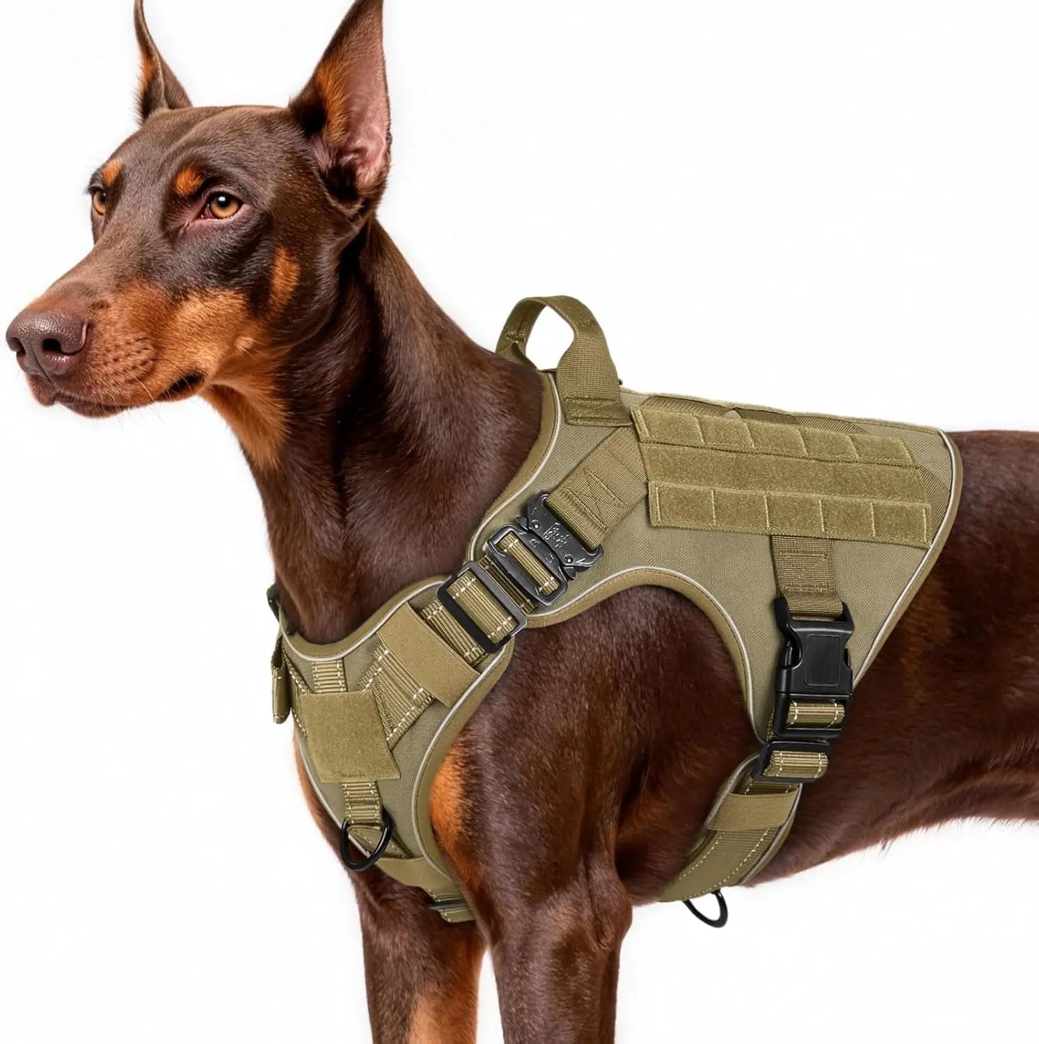 Tactical Dog Harness No Pull Heavy Duty Military Vest Large Adjustable Brown Reflective Large