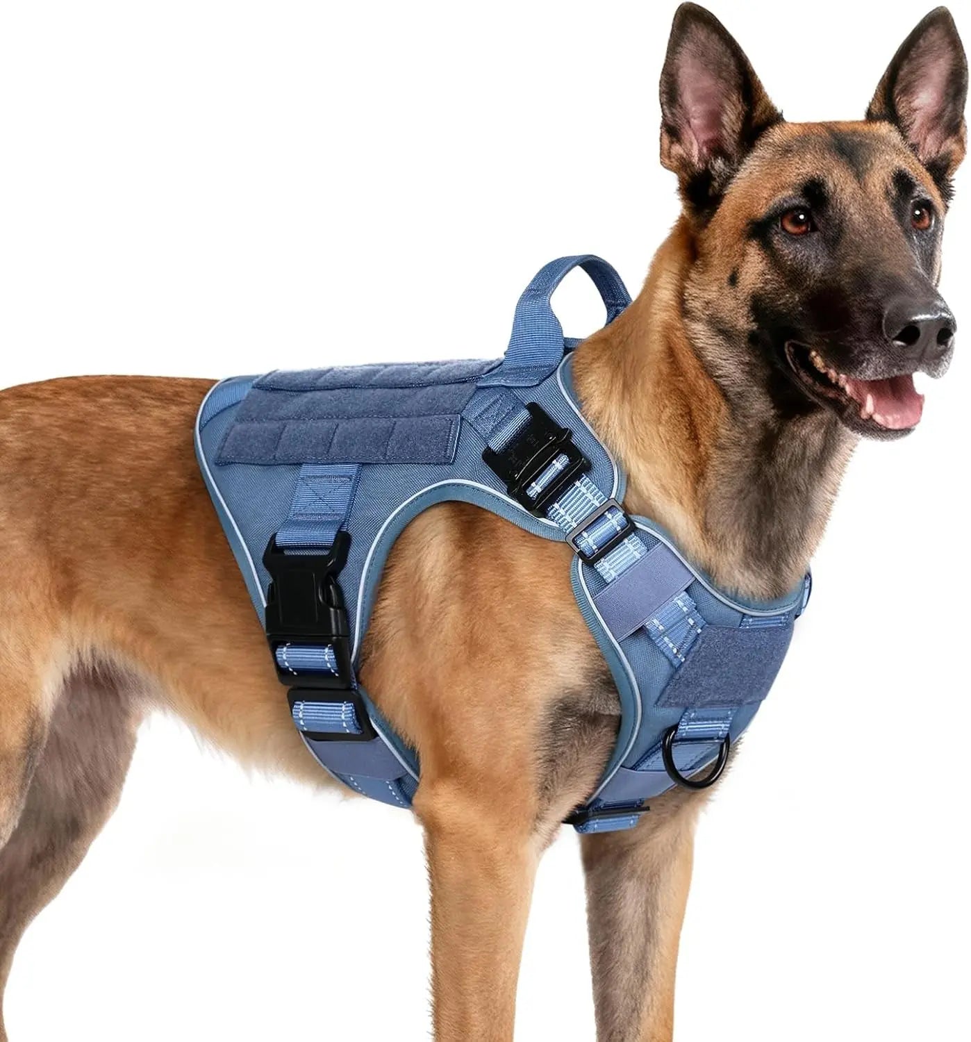 Tactical Dog Harness No Pull Heavy Duty Military Vest Large Adjustable Blue Reflective Medium