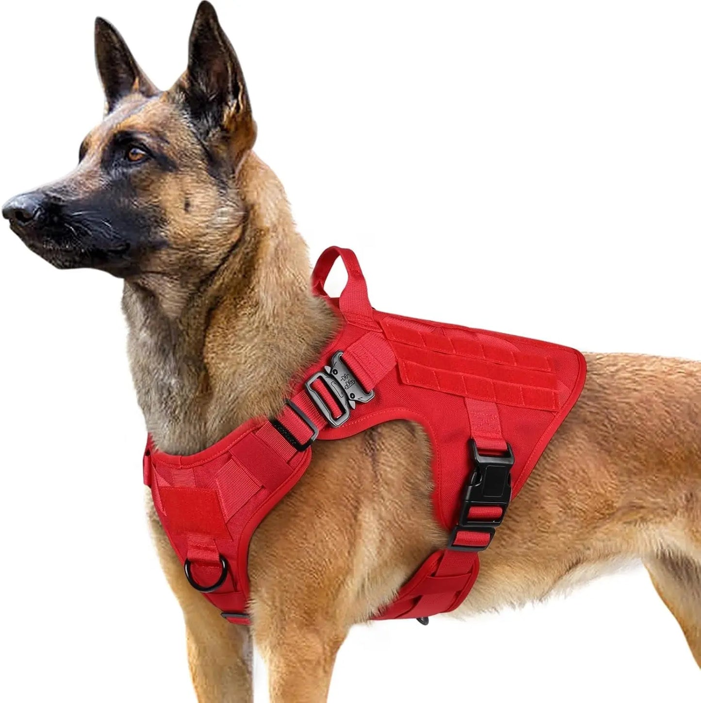 Tactical Dog Harness No Pull Heavy Duty Military Vest Large Adjustable Red Large