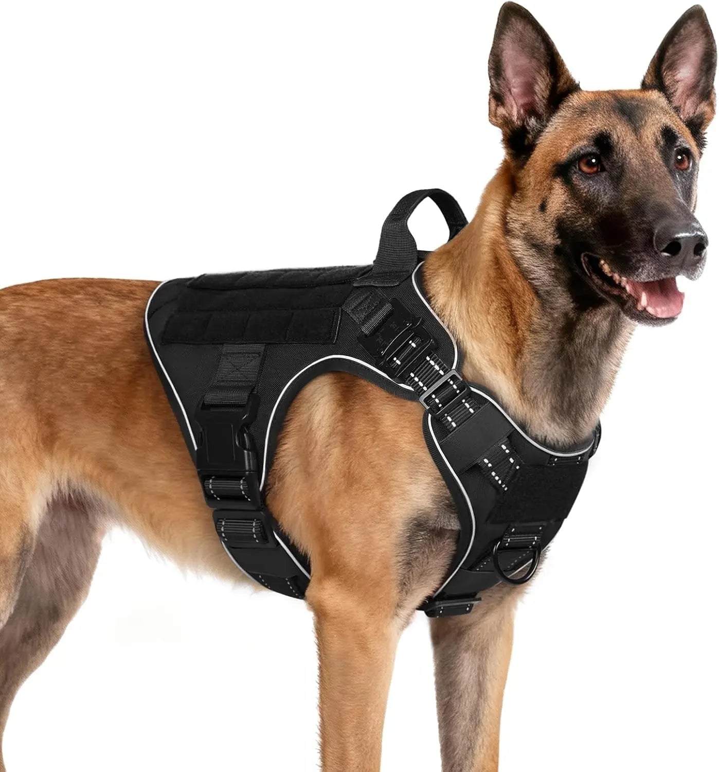 Tactical Dog Harness No Pull Heavy Duty Military Vest Large Adjustable Black Reflective Medium