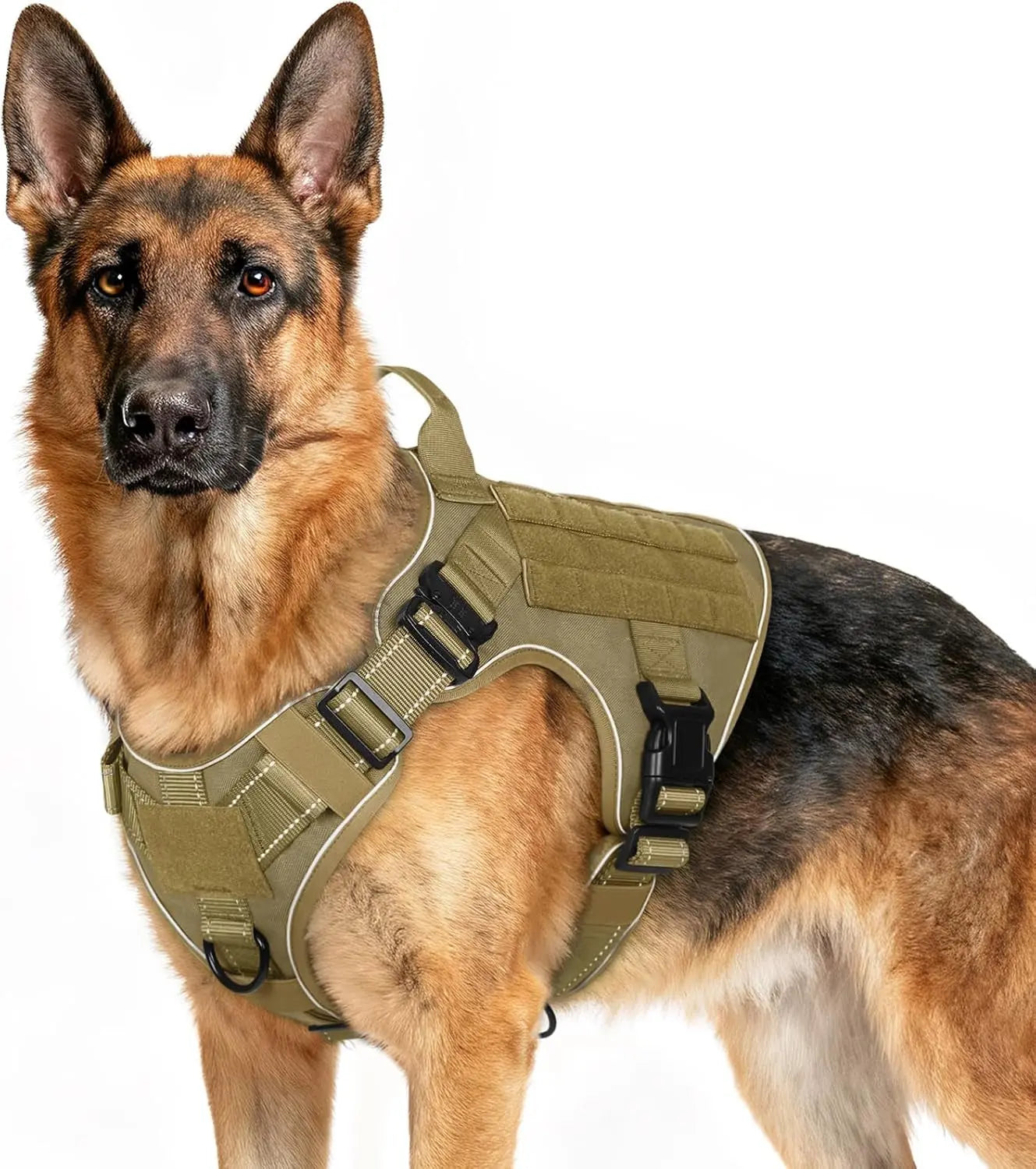 Tactical Dog Harness No Pull Heavy Duty Military Vest Large Adjustable Brown Reflective X-Large
