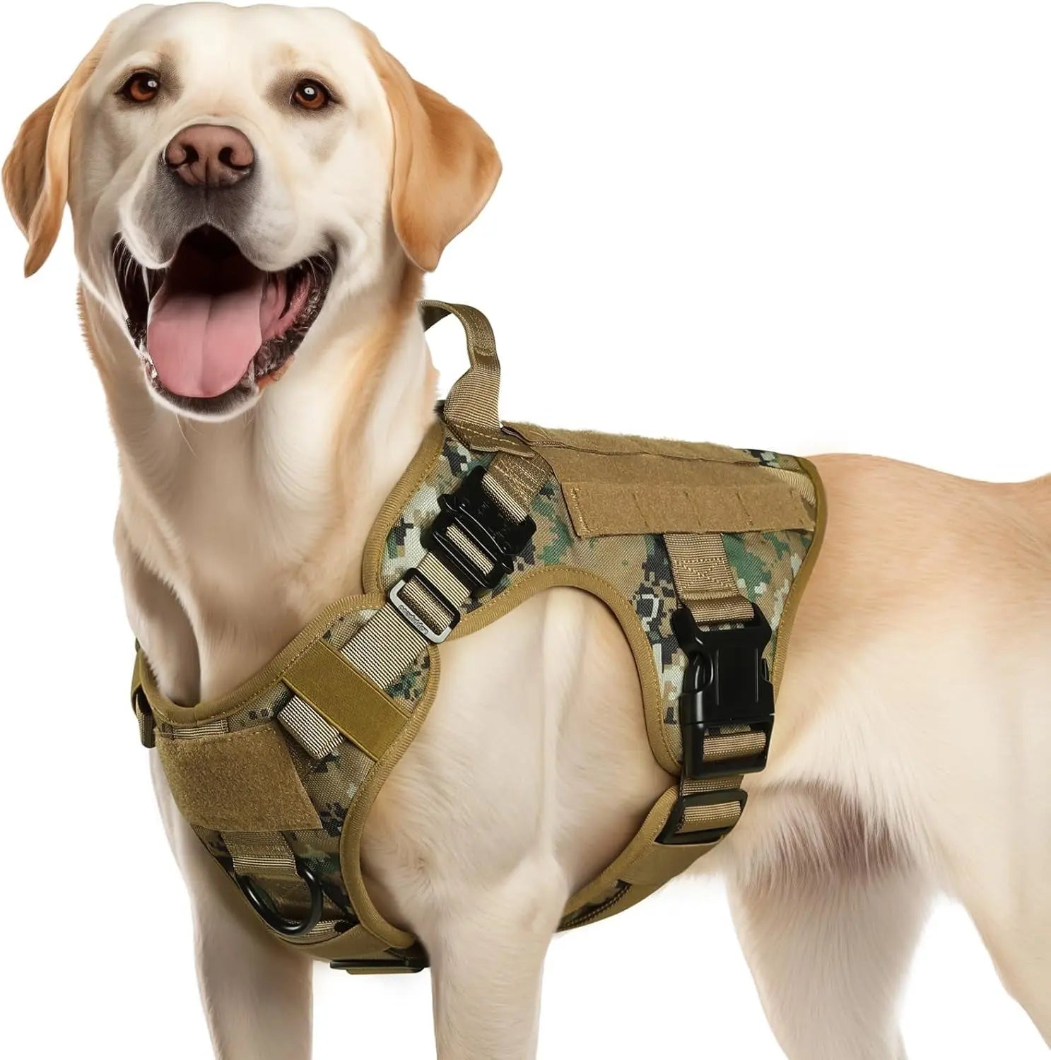 Tactical Dog Harness No Pull Heavy Duty Military Vest Large Adjustable Brown Camo Medium