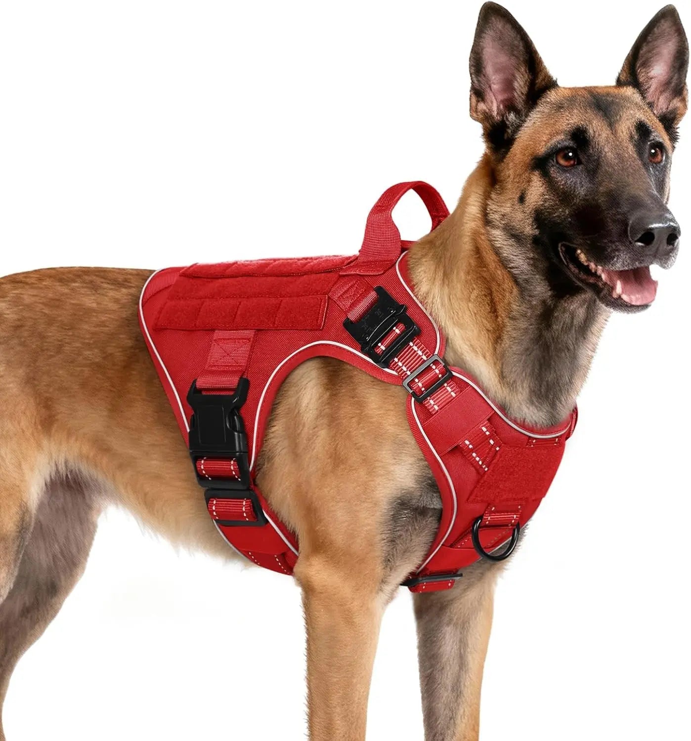 Tactical Dog Harness No Pull Heavy Duty Military Vest Large Adjustable Red Reflective Medium