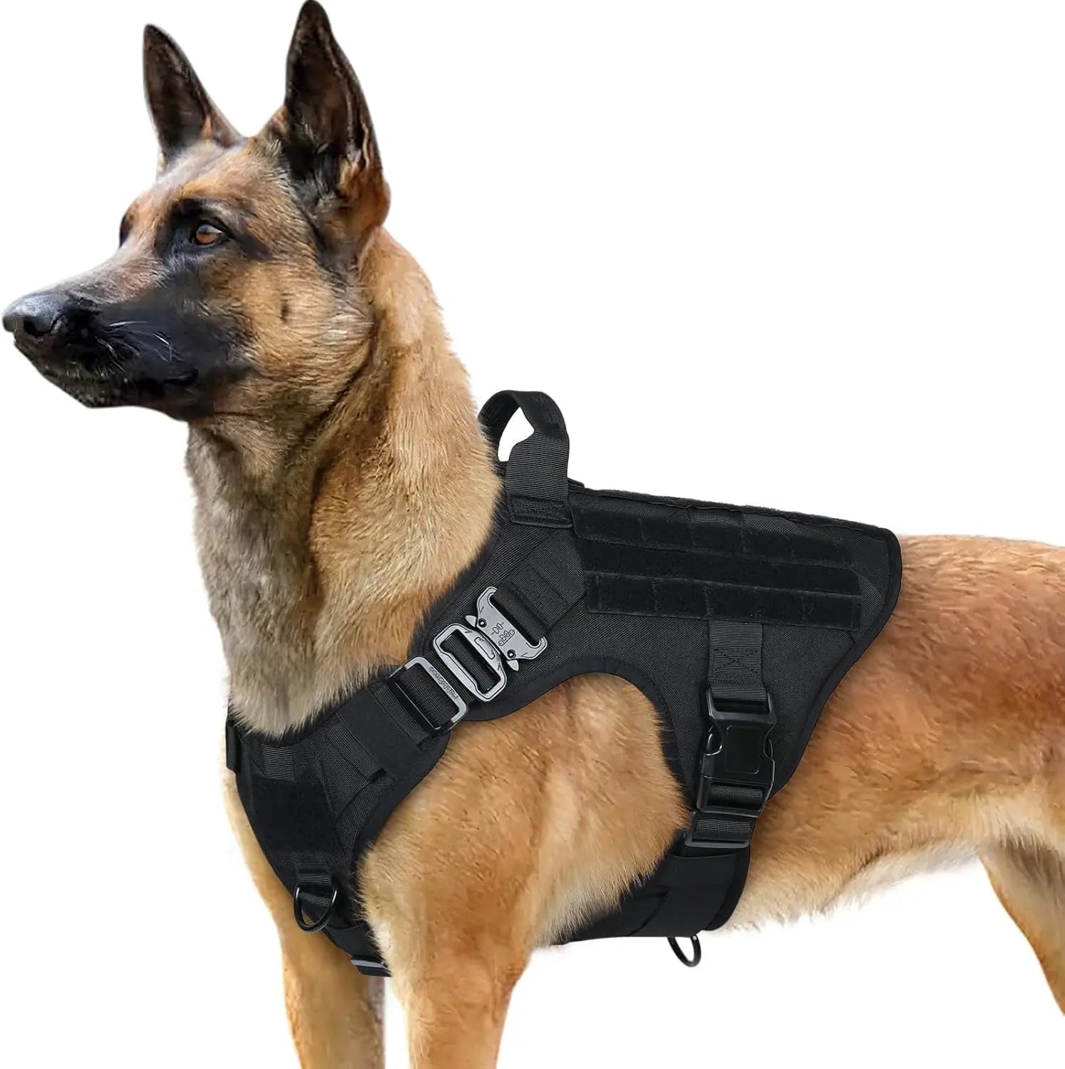Tactical Dog Harness No Pull Heavy Duty Military Vest Large Adjustable Black Medium