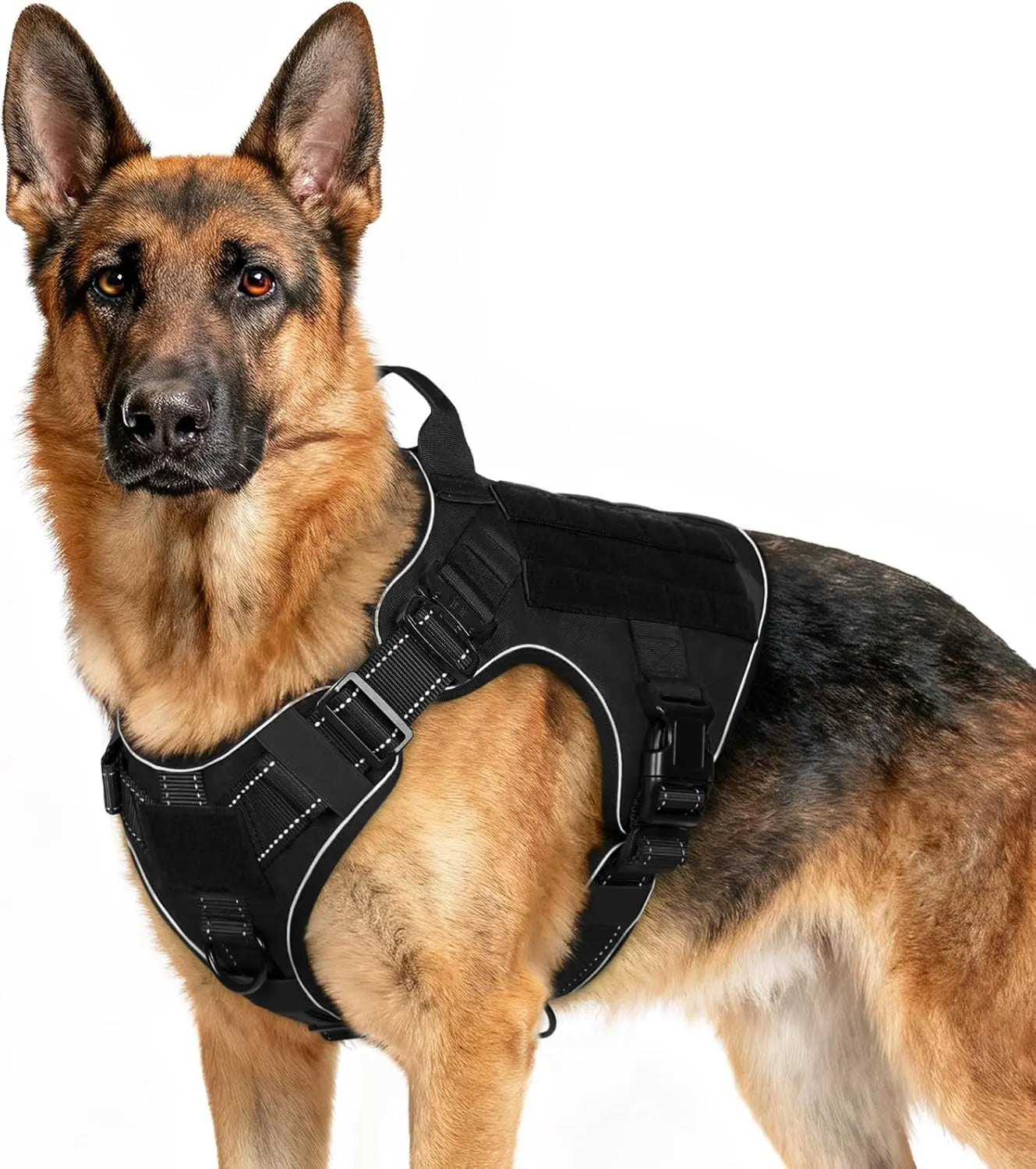 Tactical Dog Harness No Pull Heavy Duty Military Vest Large Adjustable Black Reflective X-Large
