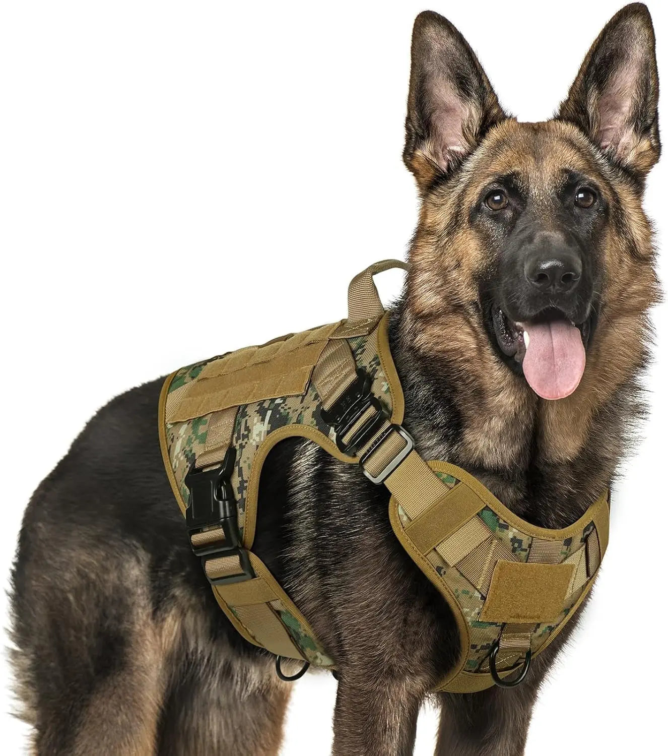 Tactical Dog Harness No Pull Heavy Duty Military Vest Large Adjustable Brown Camo X-Large