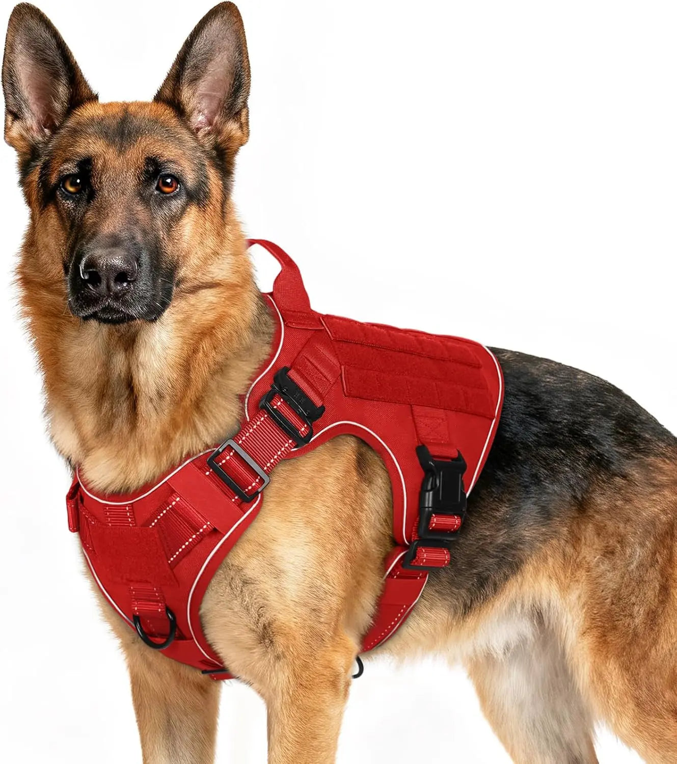 Tactical Dog Harness No Pull Heavy Duty Military Vest Large Adjustable Red Reflective X-Large