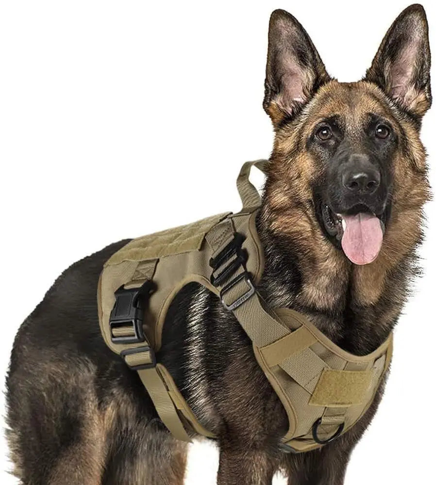 Tactical Dog Harness No Pull Heavy Duty Military Vest Large Adjustable Brown X-Large
