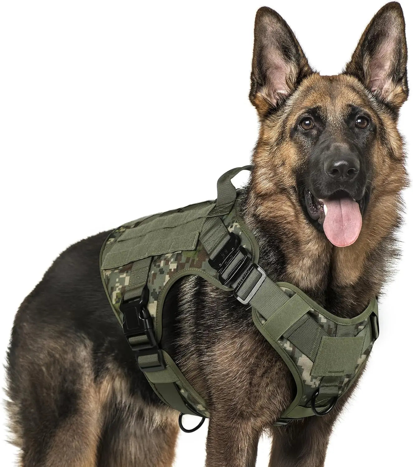 Tactical Dog Harness No Pull Heavy Duty Military Vest Large Adjustable Green Camo X-Large