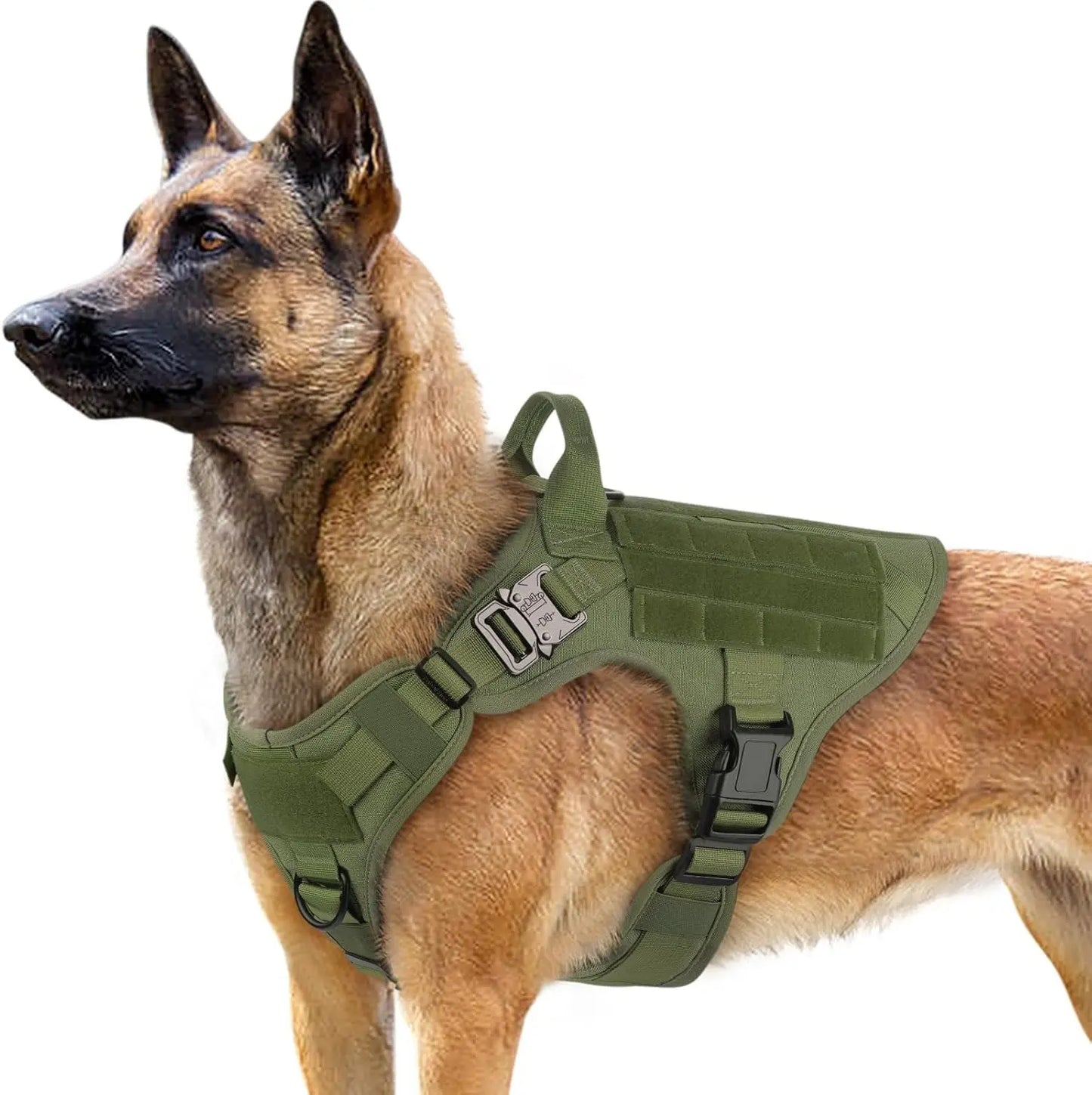 Tactical Dog Harness No Pull Heavy Duty Military Vest Large Adjustable Green Large