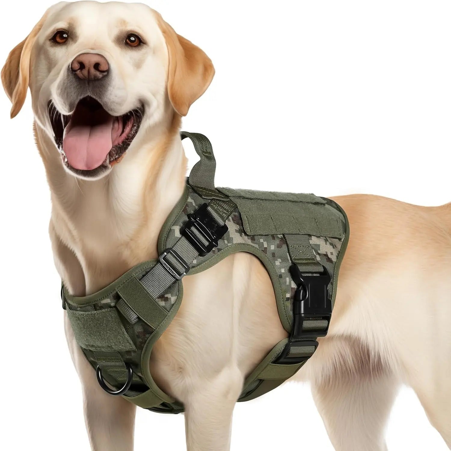 Tactical Dog Harness No Pull Heavy Duty Military Vest Large Adjustable Green Camo Medium